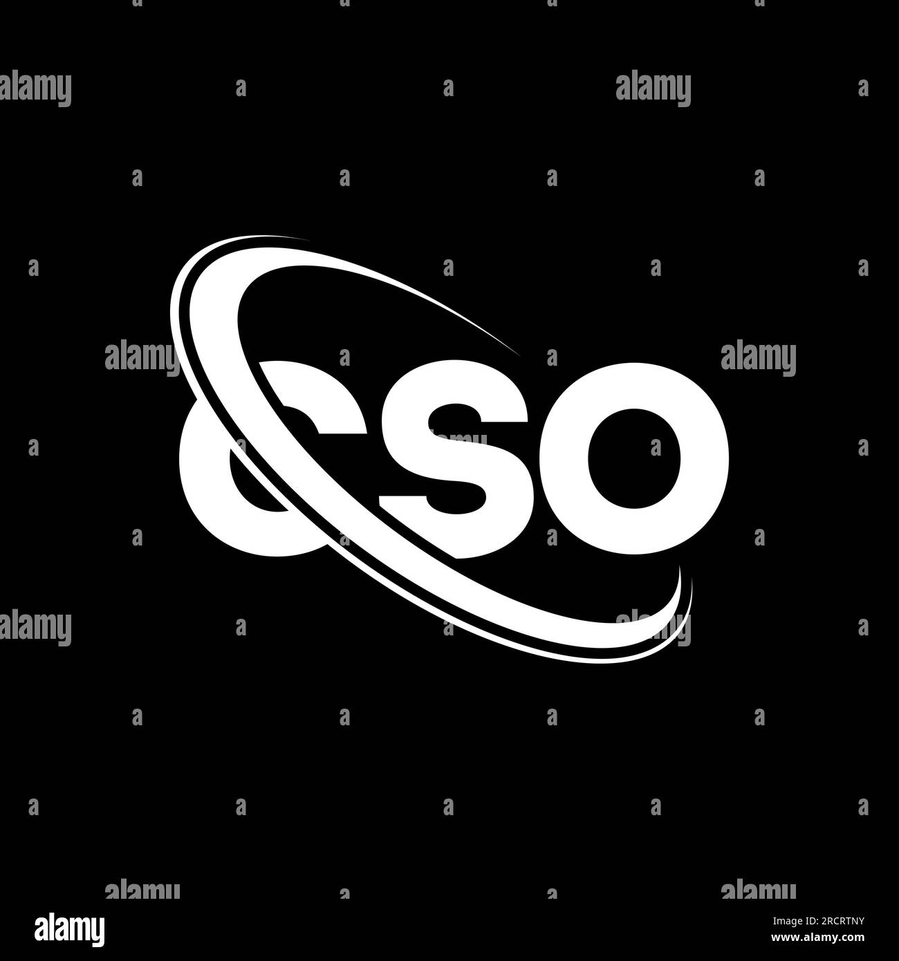 CSO-Logo. CSO-Brief. Logo des CSO-Buchstabens. Initialen CSO-Logo, verbunden mit einem Kreis und einem Monogramm-Logo in Großbuchstaben. CSO-Typografie für Technologie, Geschäfte Stock Vektor