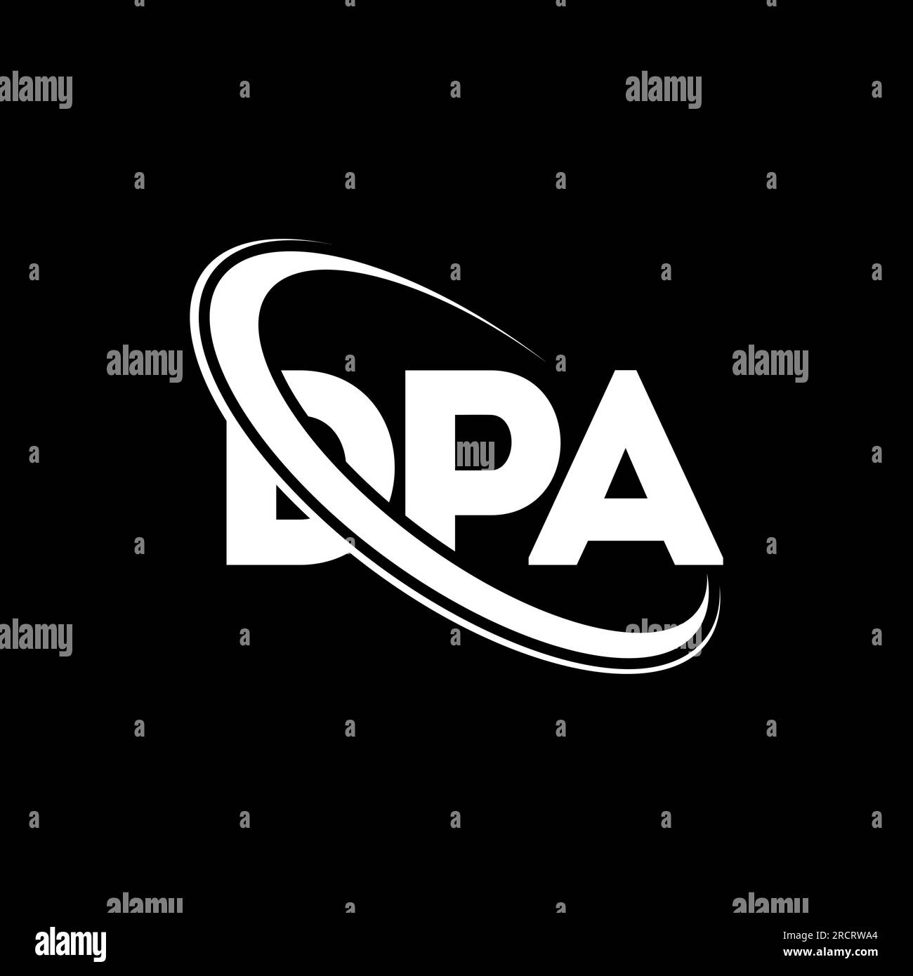 DPA-Logo. DPA-Brief. DPA-Logo. Initialen DPA-Logo, verbunden mit einem Kreis und einem Monogramm-Logo in Großbuchstaben. DPA-Typografie für Technologie, Geschäfte Stock Vektor
