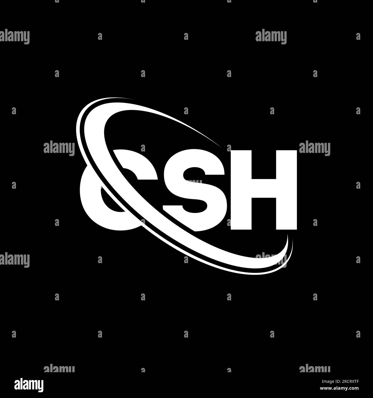 CSH-Logo. CSH-Brief. Logo mit CSH-Buchstaben. Initialen CSH-Logo, verbunden mit einem Kreis und einem Monogramm-Logo in Großbuchstaben. CSH-Typografie für Technologie, Unternehmen Stock Vektor