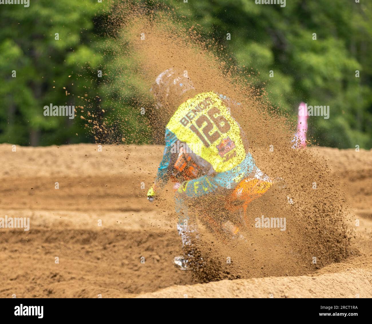 Profi- und Amateur-Motocross-Fahrer beim Triple Crown Series-Rennen in Ontario, Kanada Stockfoto