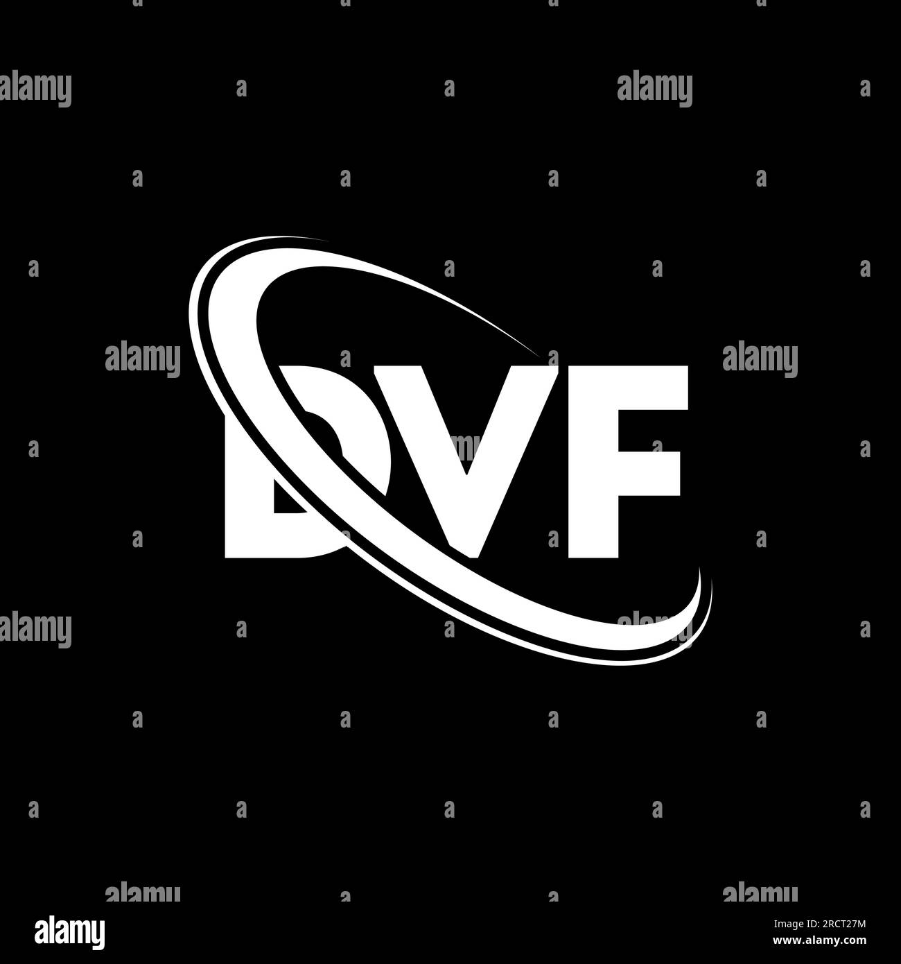 DVF-Logo. DVF-Brief. Logo mit DVF-Buchstaben. Initialen DVF-Logo, verbunden mit einem Kreis und einem Monogramm-Logo in Großbuchstaben. DVF-Typografie für Technologie, Unternehmen Stock Vektor