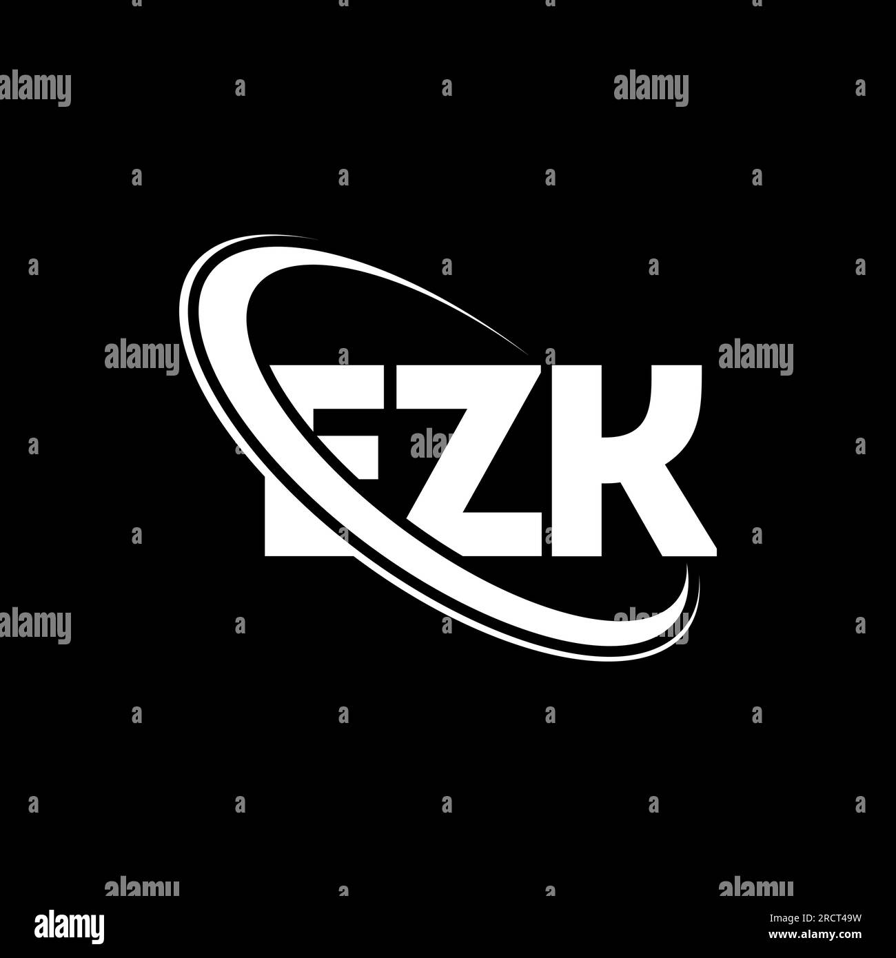 EZK-Logo. EZK-Brief. LOGO mit EZK-Buchstaben. Initialen EZK-Logo, verbunden mit Kreis und Monogramm-Logo in Großbuchstaben. EZK-Typografie für Technologie, Geschäfte Stock Vektor