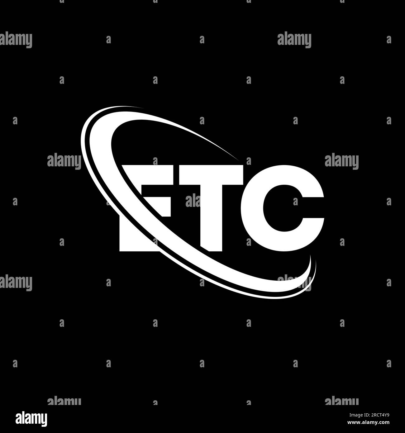 ETC-Logo. ETC-Buchstabe. LOGO mit ETC-Buchstaben. Initialen USW. Logo, verbunden mit einem Kreis und einem Monogramm-Logo in Großbuchstaben. ETC-Typografie für Technologie, Unternehmen Stock Vektor