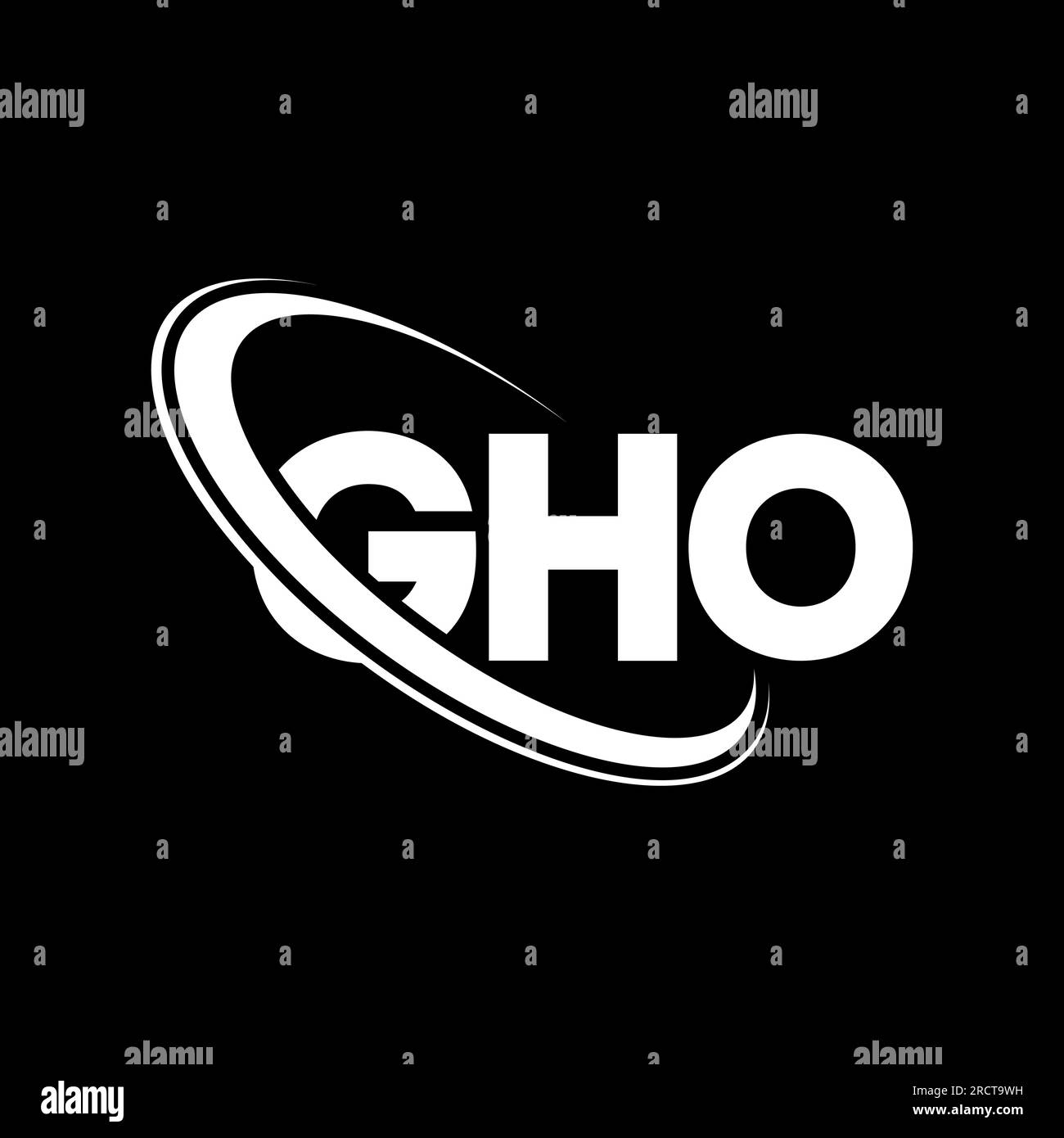 GHO-Logo. GHO-Brief. Logo mit GHO-Buchstaben. Initialen GHO-Logo verbunden mit Kreis und Monogramm-Logo in Großbuchstaben. GHO-Typografie für Technologie, Geschäftsleute Stock Vektor