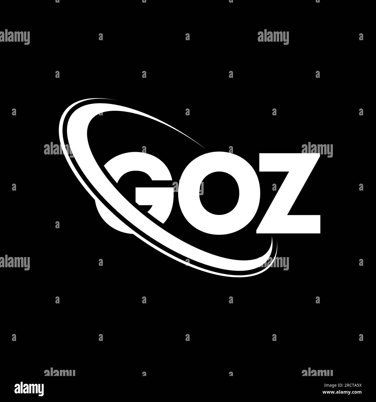 GOZ-Logo. GOZ-Brief. Logo mit GOZ-Buchstaben. Initialen GOZ-Logo, verbunden mit einem Kreis und einem Monogramm-Logo in Großbuchstaben. GOZ-Typografie für Technologie, Geschäfte Stock Vektor