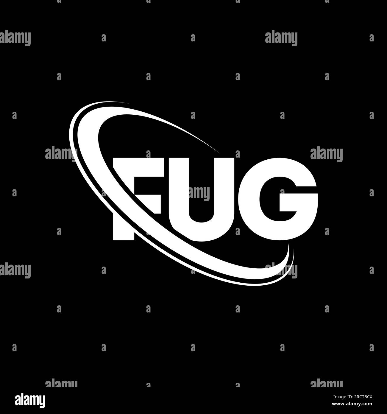 FUG-Logo. FUG-Brief. LOGO mit FUG-Buchstaben. Initialen FUG-Logo verbunden mit Kreis und Monogramm-Logo in Großbuchstaben. FUG-Typografie für Technologie, Geschäfte Stock Vektor