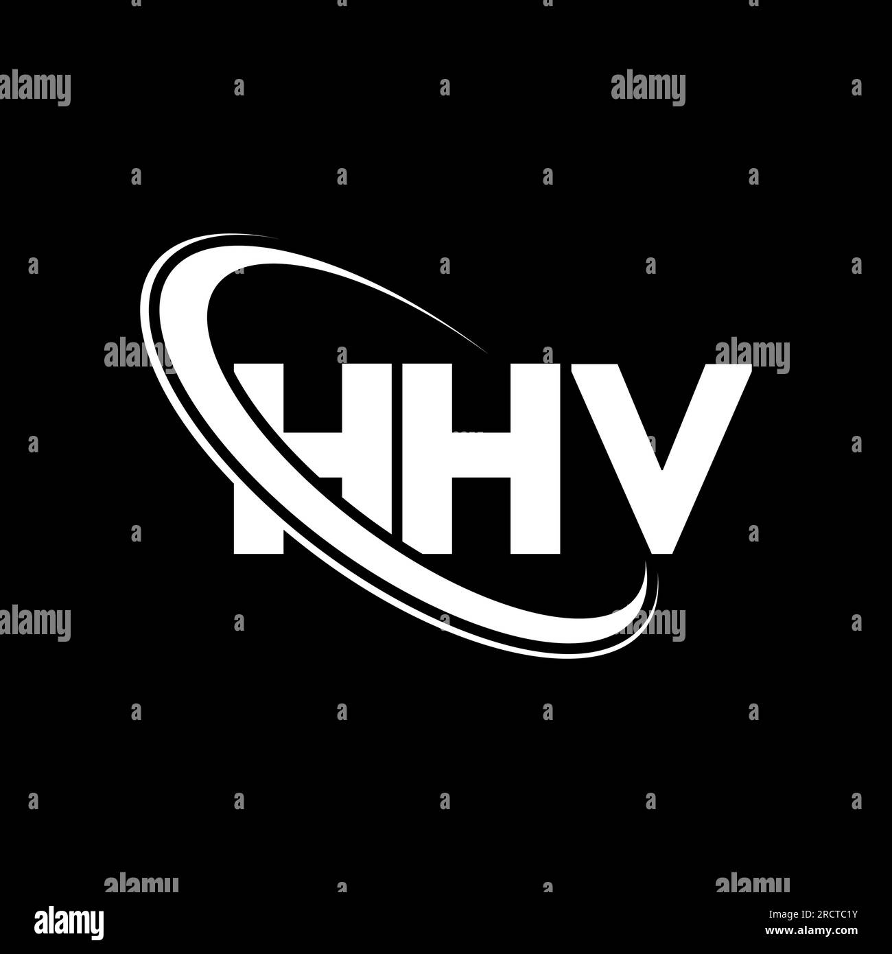 HHV-Logo. HHV-Buchstabe. Logo mit HHV-Buchstaben. Initialen HHV-Logo, verbunden mit einem Kreis und einem Monogramm-Logo in Großbuchstaben. HHV-Typografie für Technologie, Unternehmen Stock Vektor