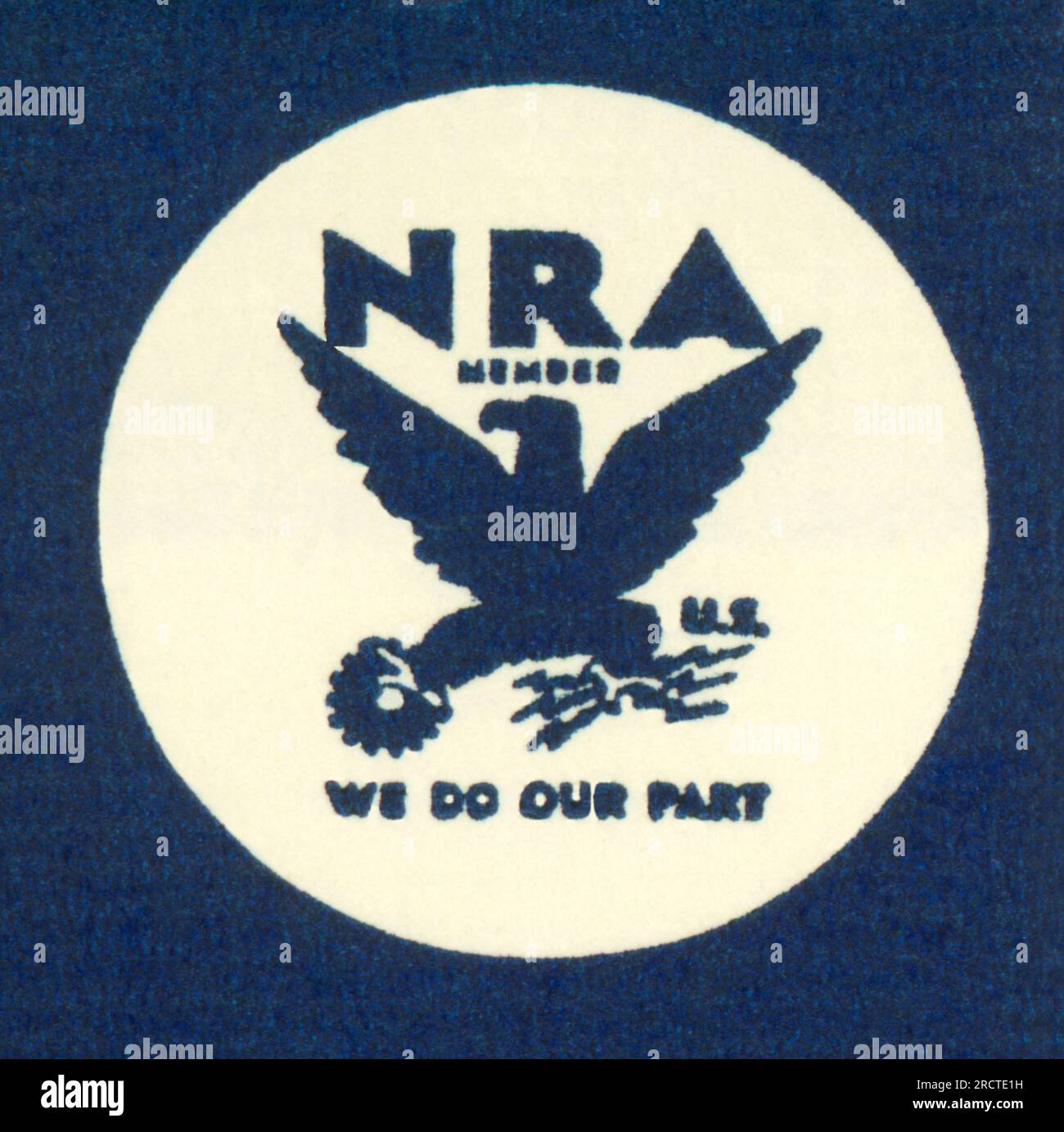 Washington, D.C.: 1933 das Logo für den National Recovery Act, Teil des New Deal unter Präsident Franklin Roosevelt. Stockfoto