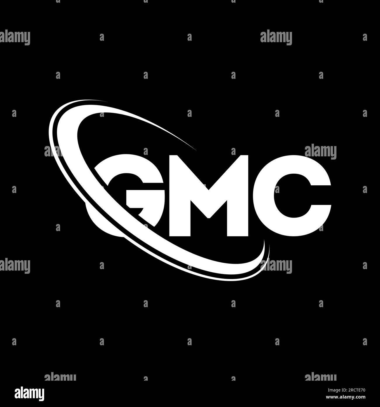 GMC-Logo. GMC-Brief. Logo mit GMC-Buchstaben. Initialen GMC-Logo, verbunden mit einem Kreis und einem Monogramm-Logo in Großbuchstaben. GMC-Typografie für Technologie, Unternehmen Stock Vektor
