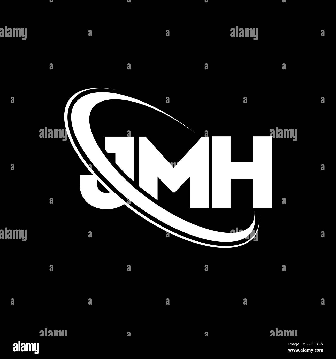 JMH-Logo. JMH-Brief. Logo mit JMH-Buchstaben. Initialen JMH-Logo, verbunden mit Kreis und Monogramm-Logo in Großbuchstaben. JMH-Typografie für Technologie, Unternehmen Stock Vektor