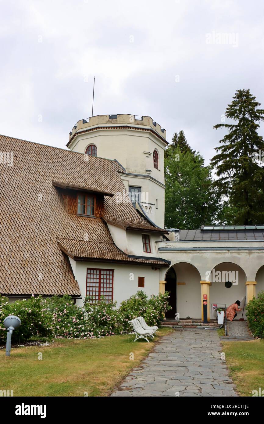 Das Studio und die Residenz, heute Museum, des finnischen Malers Akseli Gallen-Kallela, außerhalb von Helsinki, Finnland Stockfoto