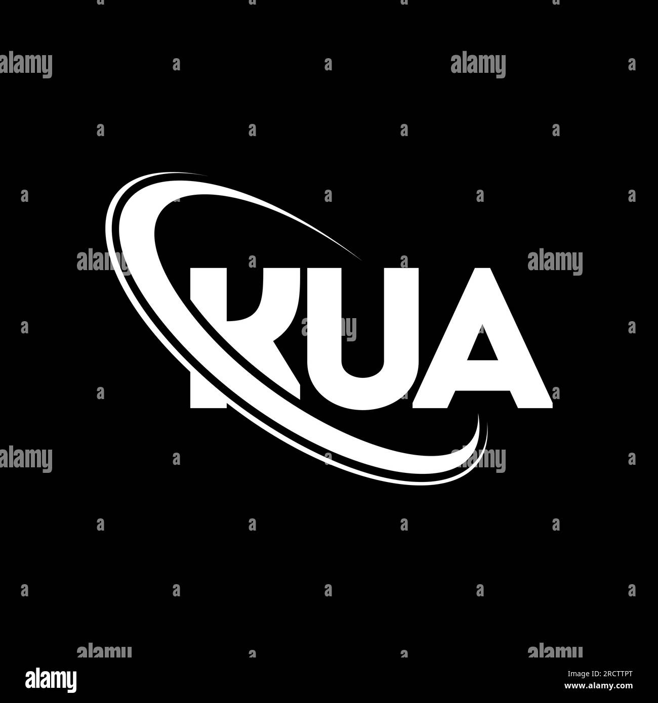KUA-Logo. KUA-Brief. LOGO mit KUA-Buchstaben. Initialen KUA-Logo, verbunden mit einem Kreis und einem Monogramm-Logo in Großbuchstaben. KUA-Typografie für Technologie, Geschäfte Stock Vektor