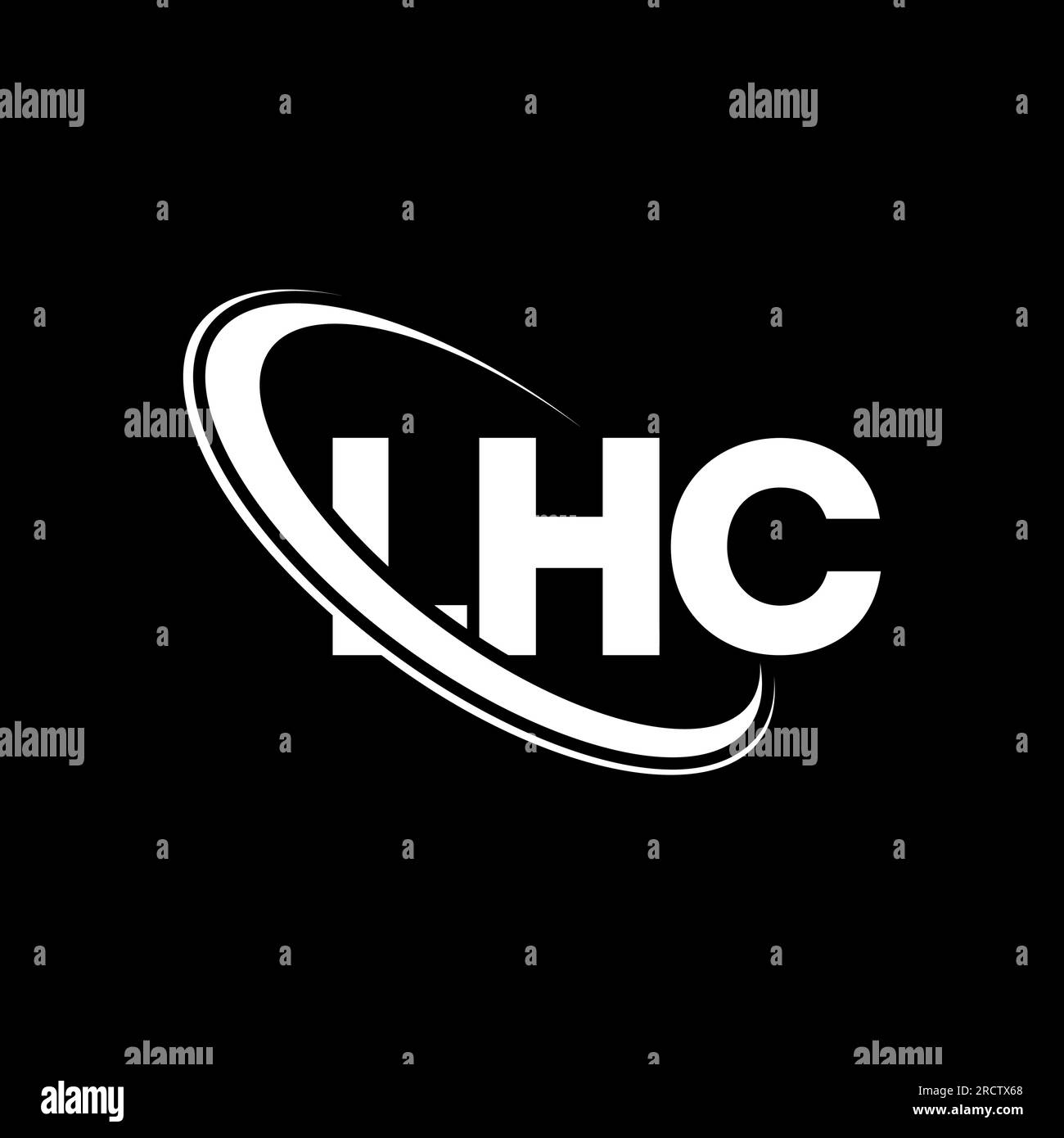 LHC-Logo. LHC-Buchstabe. LHC-Logo-Design. Initialen LHC-Logo verbunden mit Kreis und Monogramm-Logo in Großbuchstaben. LHC-Typografie für Technologie, Geschäfte Stock Vektor