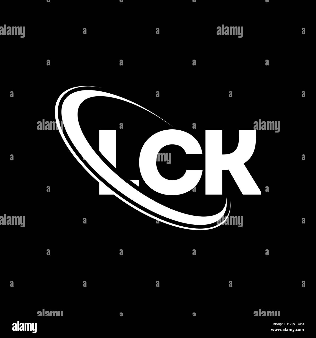 LCK-Logo. LCK-Brief. LCK-Logo. Initialen LCK-Logo, verbunden mit einem Kreis und einem Monogramm-Logo in Großbuchstaben. LCK-Typografie für Technologie, Geschäfte Stock Vektor
