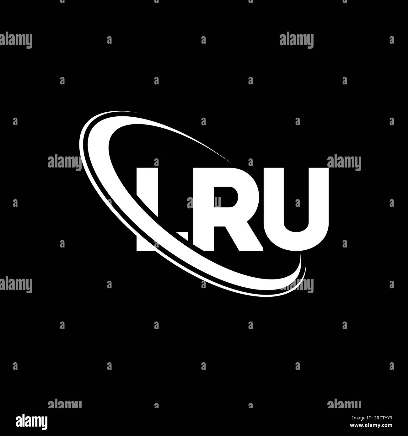 LRU-Logo. LRU-Brief. LRU-Logo. Initialen LRU-Logo verbunden mit Kreis und Monogramm-Logo in Großbuchstaben. LRU-Typografie für Technologie, Geschäfte Stock Vektor