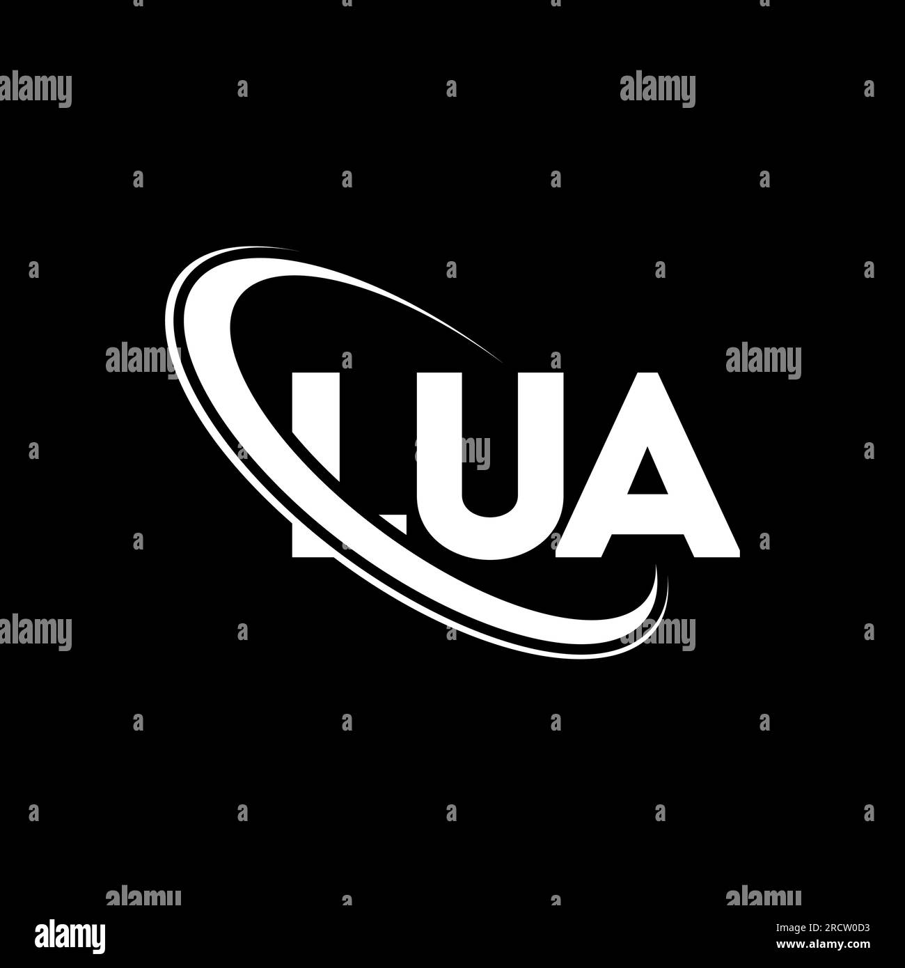 LUA-Logo. LUA-Brief. LUA-Logo mit Buchstaben. Initialen LUA-Logo, verbunden mit einem Kreis und einem Monogramm-Logo in Großbuchstaben. LUA-Typografie für Technologie, Geschäfte Stock Vektor