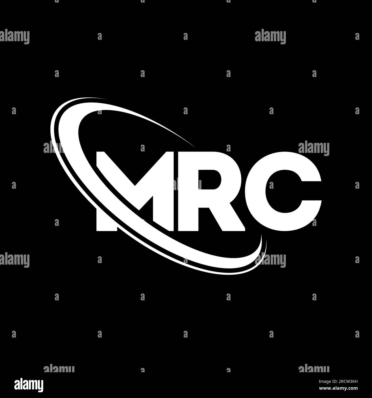 MRC-Logo. MRC-Brief. MRC-Logo mit Buchstaben. Initialen MRC-Logo, verbunden mit einem Kreis und einem Monogramm-Logo in Großbuchstaben. MRC-Typografie für Technologie, Unternehmen Stock Vektor