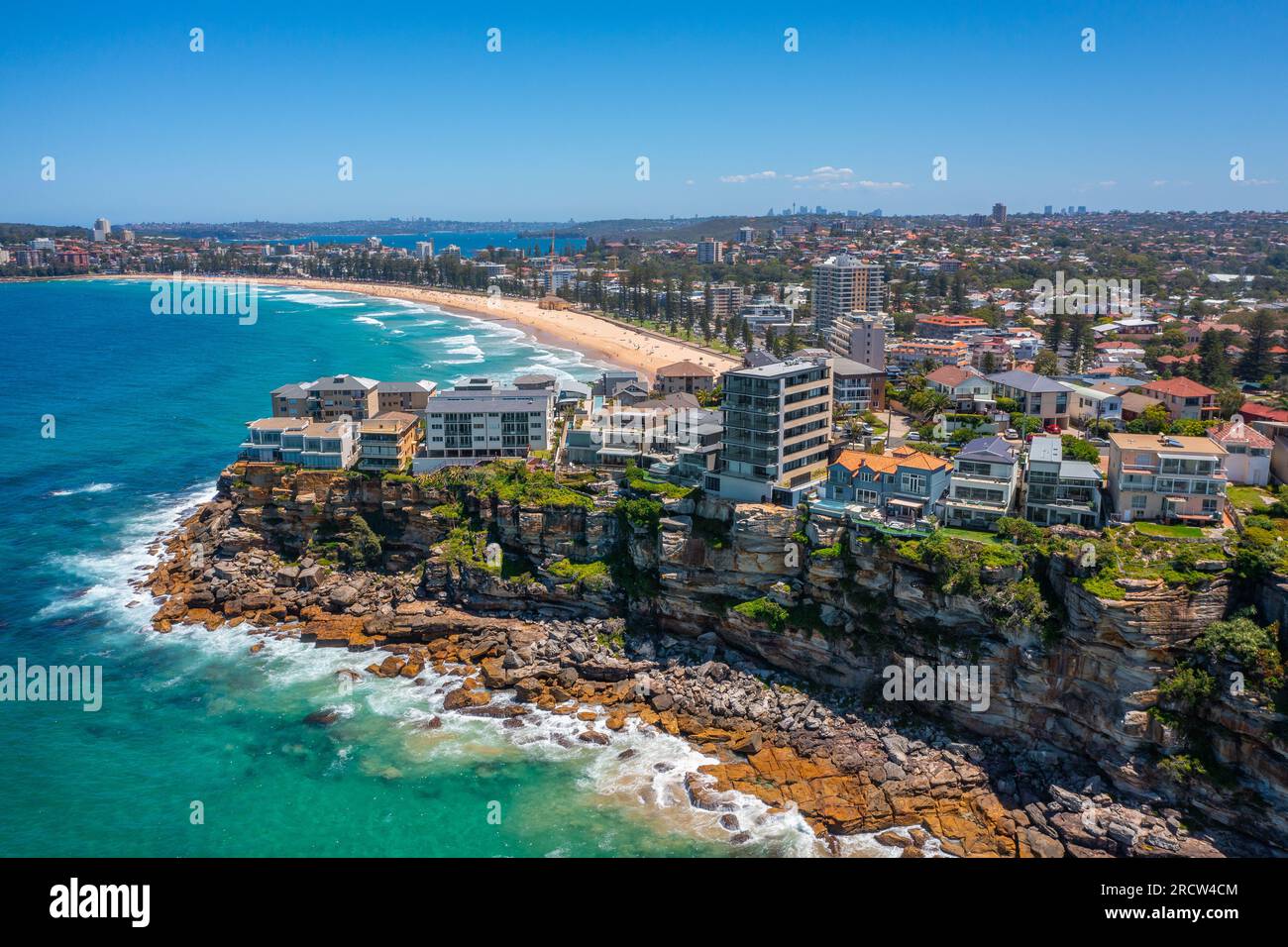 Panoramablick von der Drohne über Queenscliff und Manly Northern Beaches Sydney NSW Australien Stockfoto