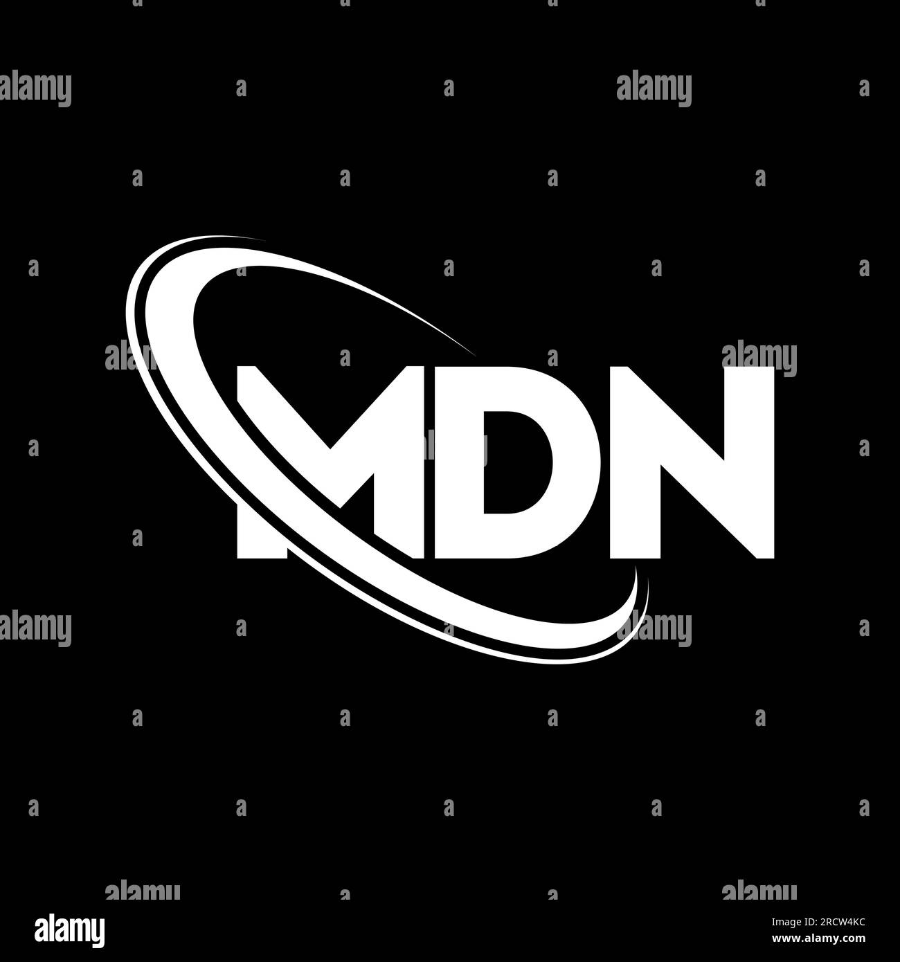 MDN-Logo. MDN-Buchstabe. Logo mit MDN-Buchstaben. Initialen MDN-Logo, verbunden mit einem Kreis und einem Monogramm-Logo in Großbuchstaben. MDN-Typografie für Technologie, Unternehmen Stock Vektor