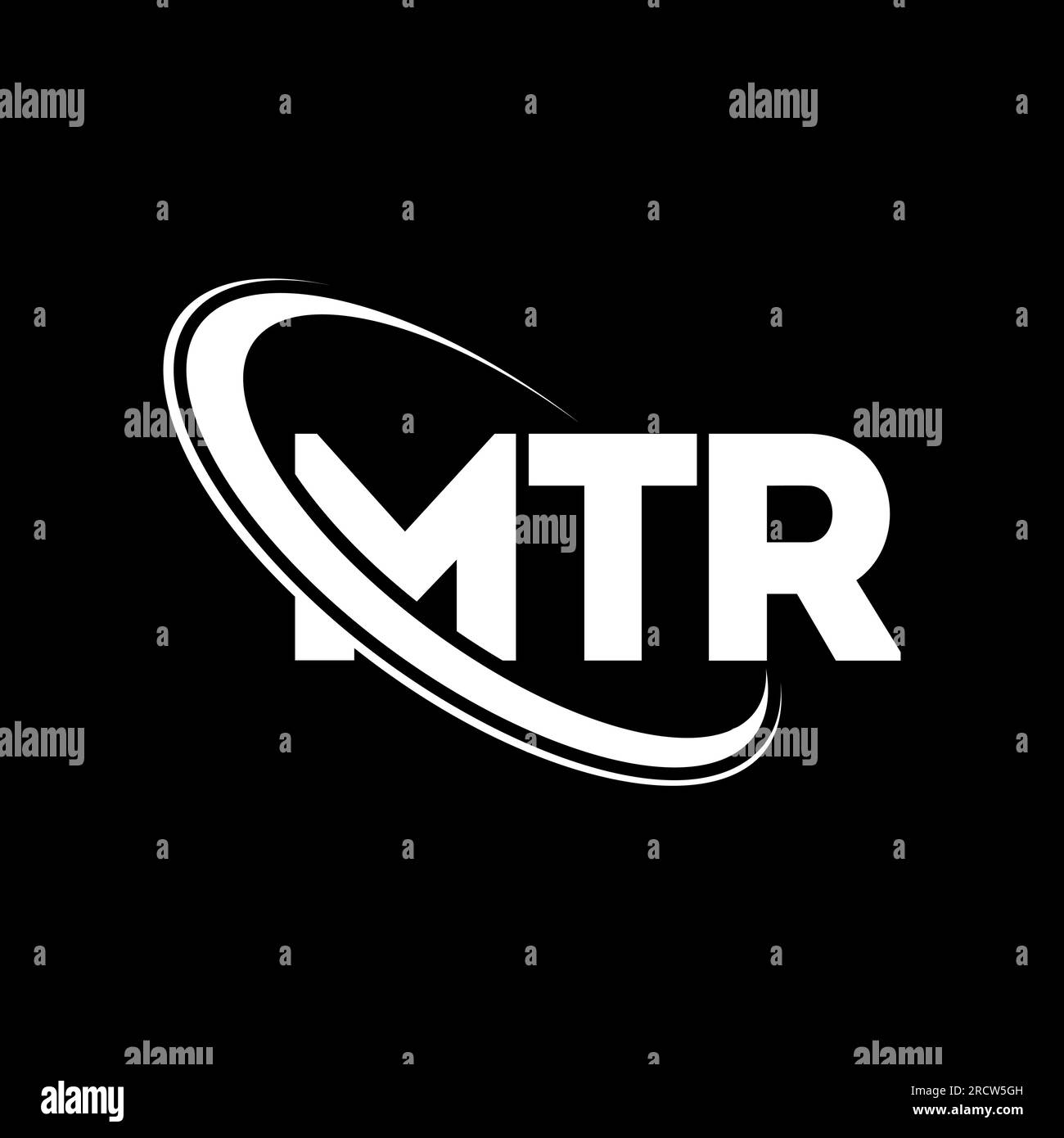 MTR-Logo. MTR-Buchstabe. Logo mit MTR-Buchstaben. Initialen MTR-Logo, verbunden mit einem Kreis und einem Monogramm-Logo in Großbuchstaben. MTR-Typografie für Technologie, Unternehmen Stock Vektor