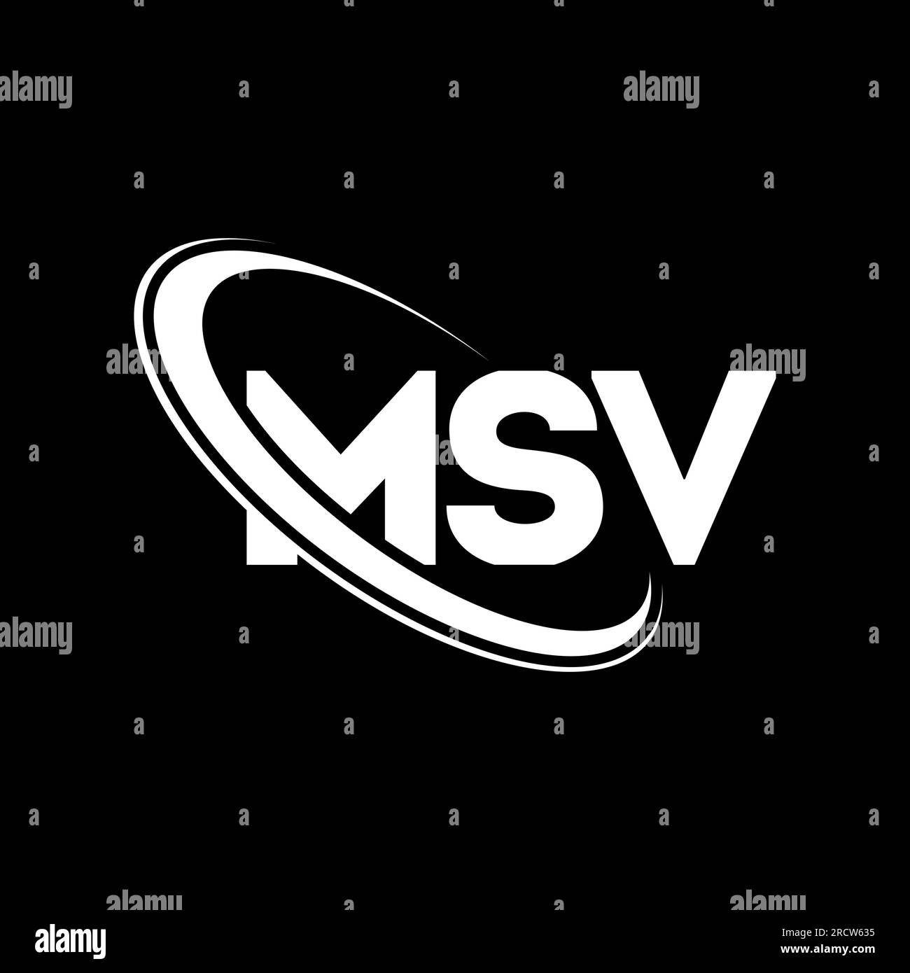 MSV-Logo. MSV-Brief. Logo mit MSV-Buchstaben. Initialen MSV-Logo verbunden mit Kreis und Monogramm-Logo in Großbuchstaben. MSV-Typographie für Technologie, Unternehmen Stock Vektor