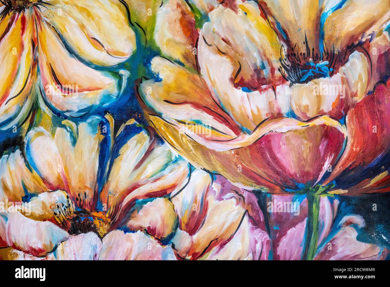 Malerei offener Tulpen Stockfoto