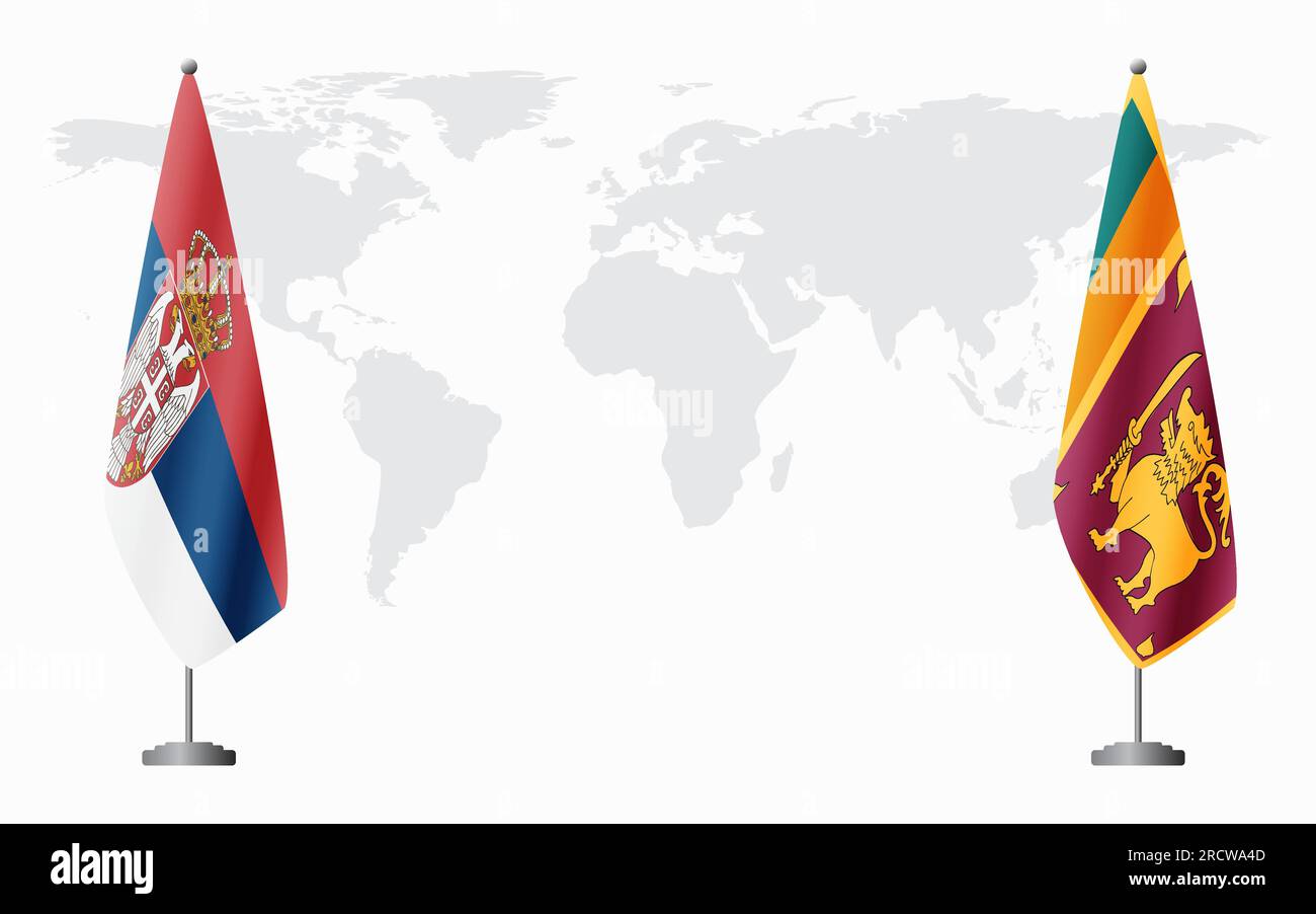 Serbien und Sri Lanka Flaggen für offizielles Treffen vor dem Hintergrund der Weltkarte. Stock Vektor