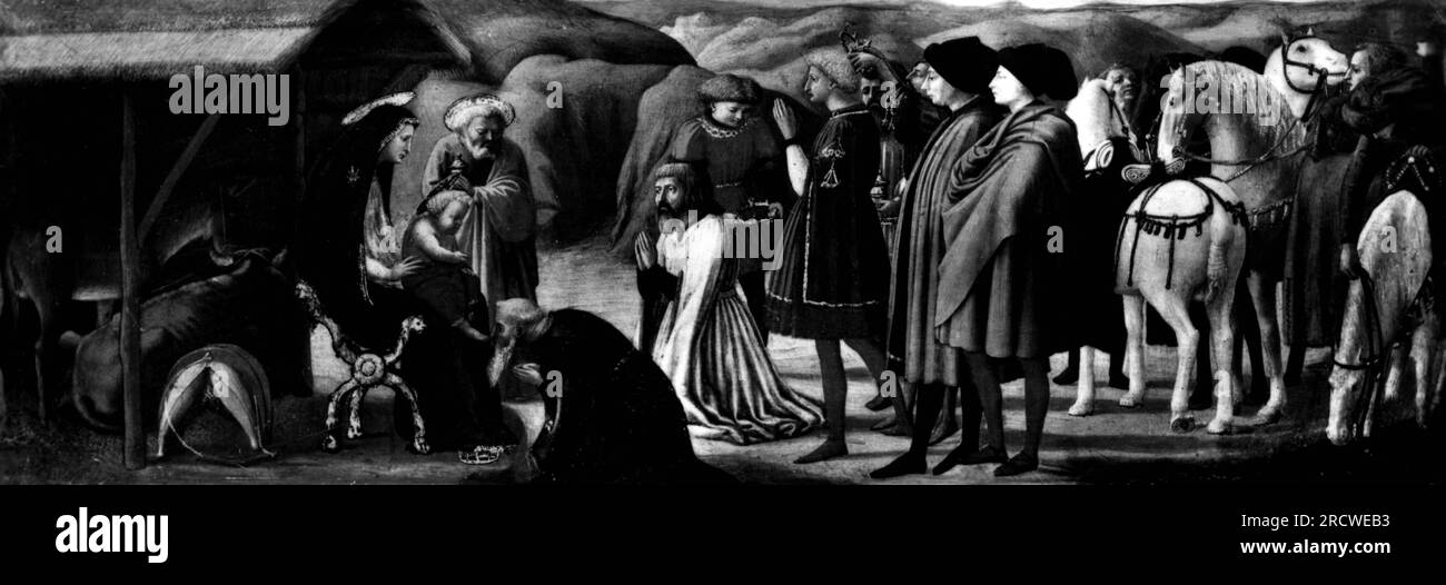Weihnachten, religiöse Darstellung, Adoration of the Magi, Gemälde, von Masaccio (1401 - 1428), 15. Jahrhundert, DAS URHEBERRECHT DES KÜNSTLERS MUSS NICHT GEKLÄRT WERDEN Stockfoto