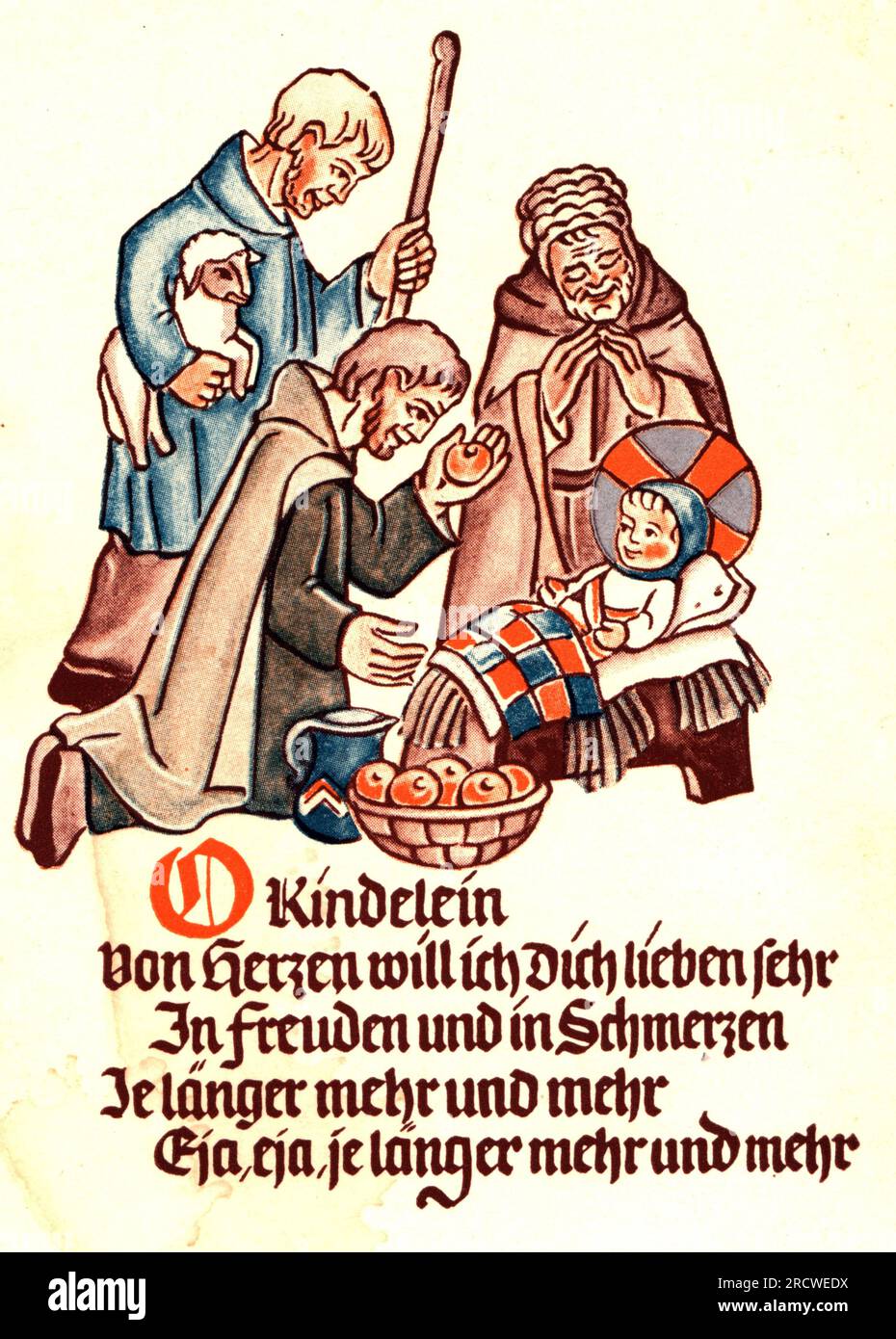 Weihnachten, Grußkarte, Adoration of the Shepherds, Farbdruck, von Cl. SCHMIDT, ZUSÄTZLICHE-RECHTE-FREIGABE-INFO-NICHT-VERFÜGBAR Stockfoto