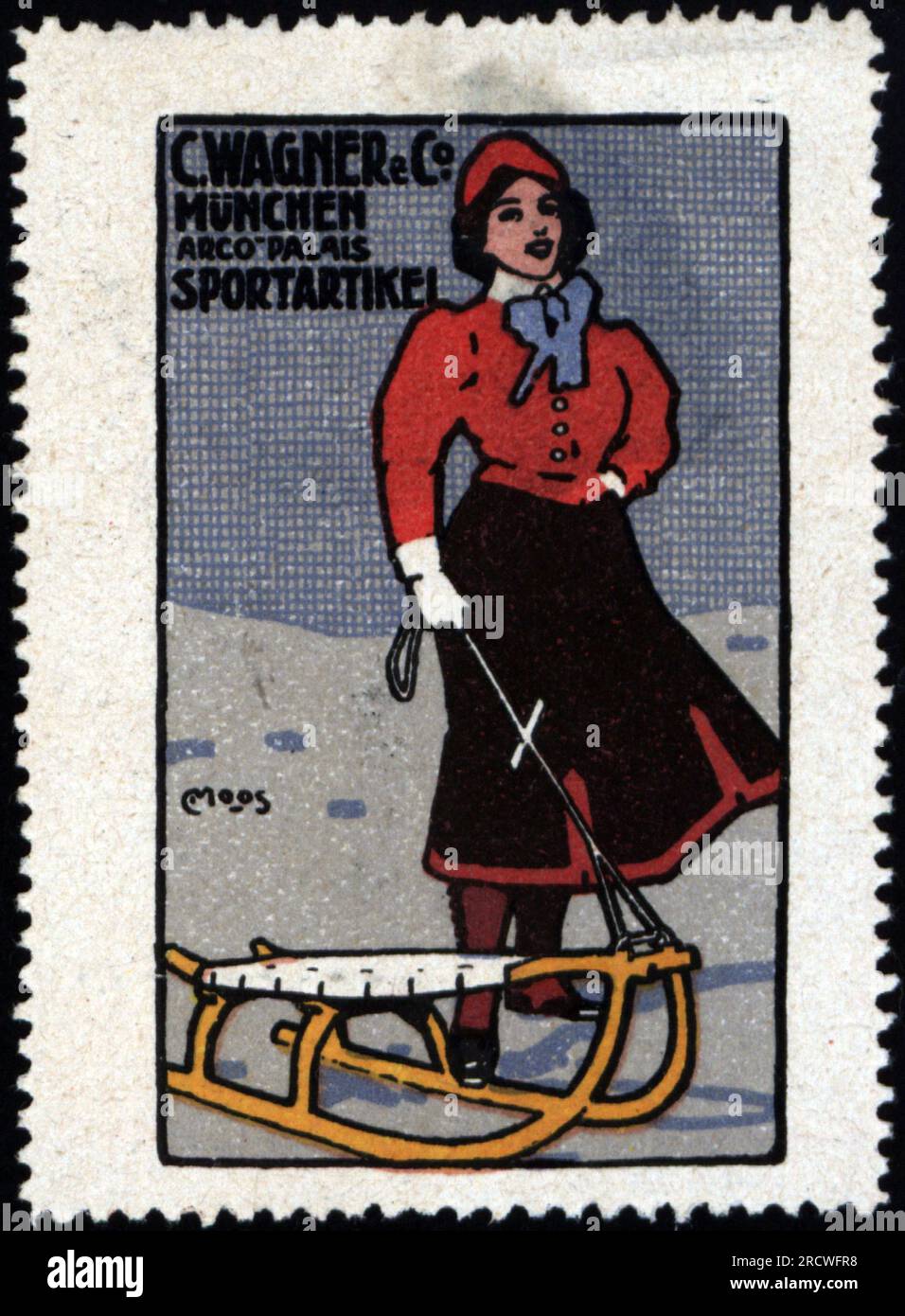 Werbung, Sportartikel, C. Wagner und Co., München, Posterstempel, circa 1910, ADDITIONAL-RIGHTS-CLEARANCE-INFO-NOT-AVAILABLE Stockfoto