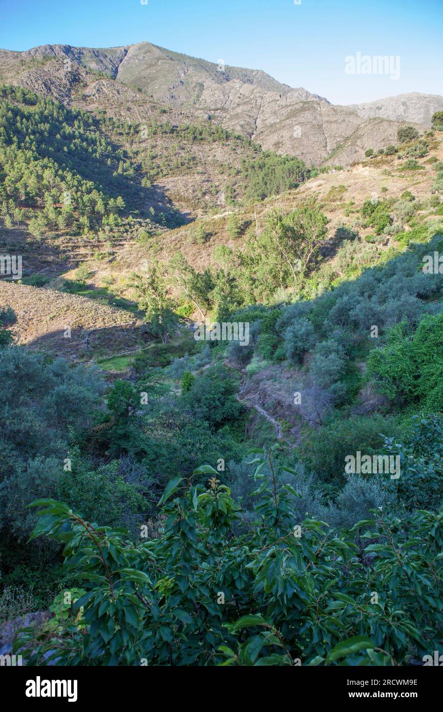 Huetre, schönes kleines Dorf in der Region Las Hurdes, Caceres, Extremadura, Spanien Stockfoto