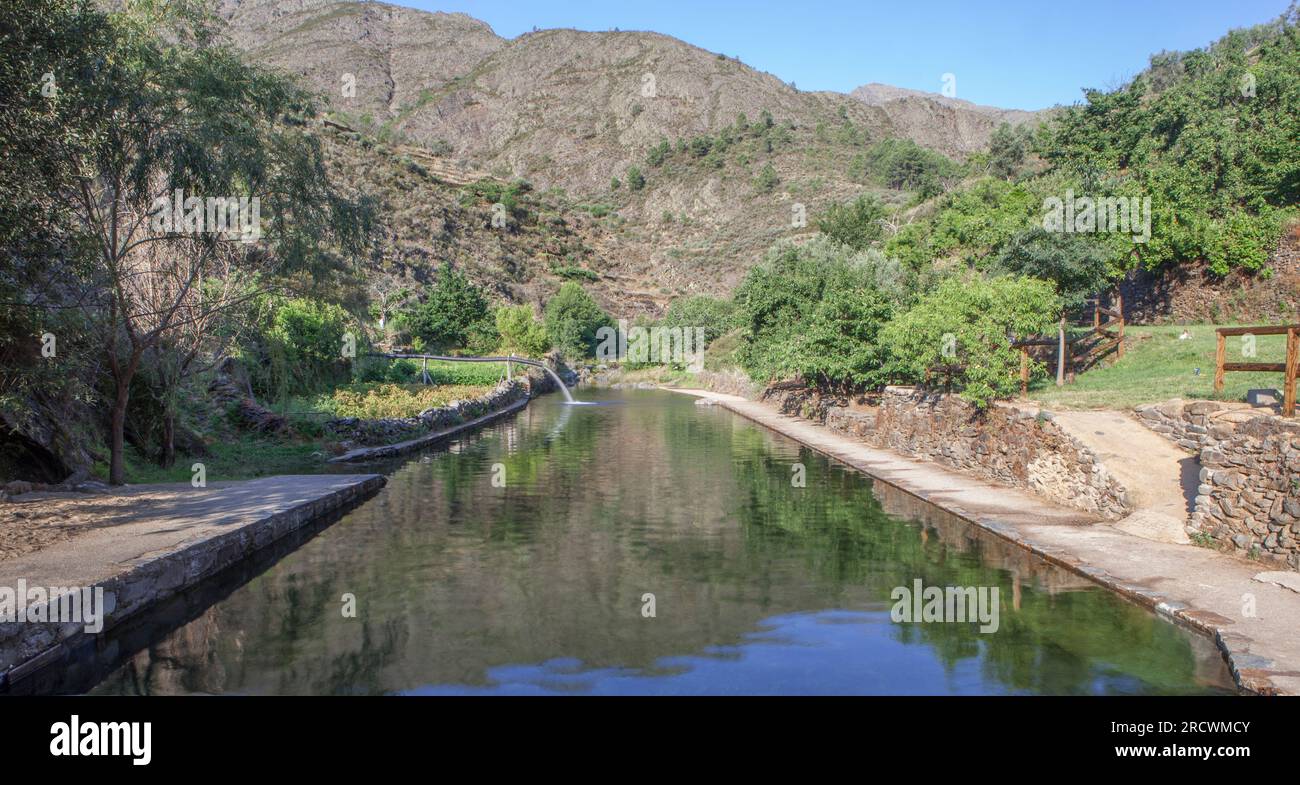Huetre, schönes kleines Dorf in der Region Las Hurdes, Caceres, Extremadura, Spanien Stockfoto