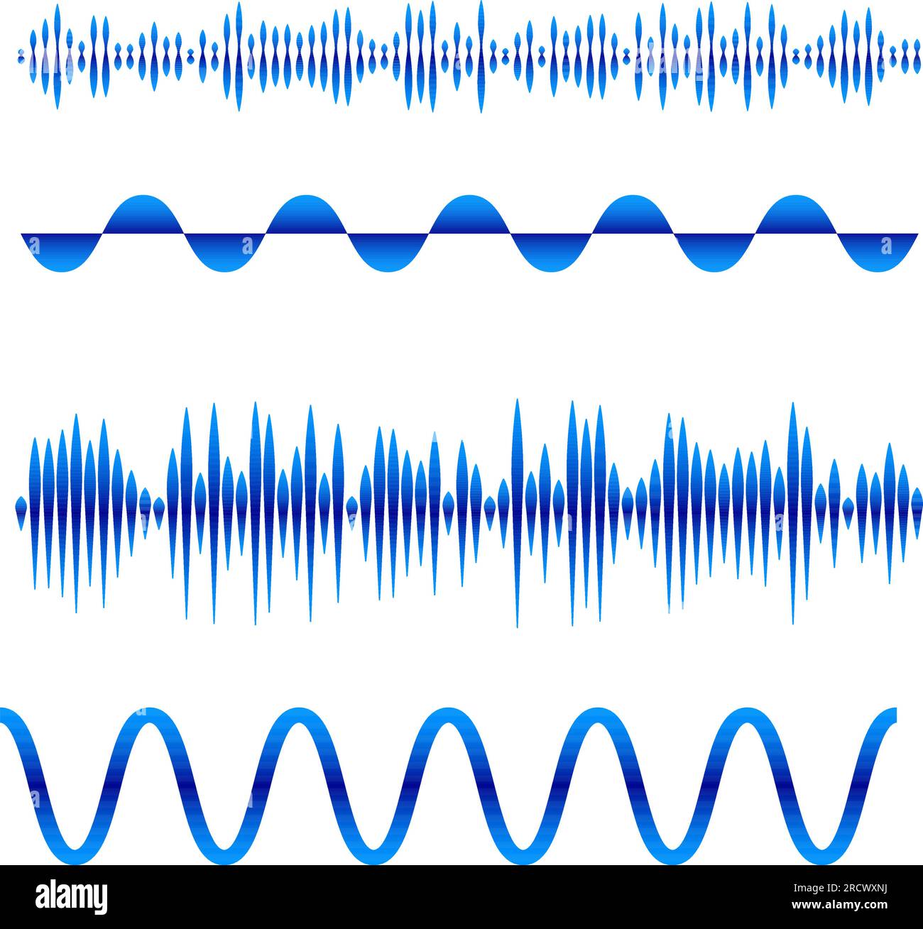 Digitale Equalizer in abstraktem Blau für Musik-App auf weißem Hintergrund Stock Vektor