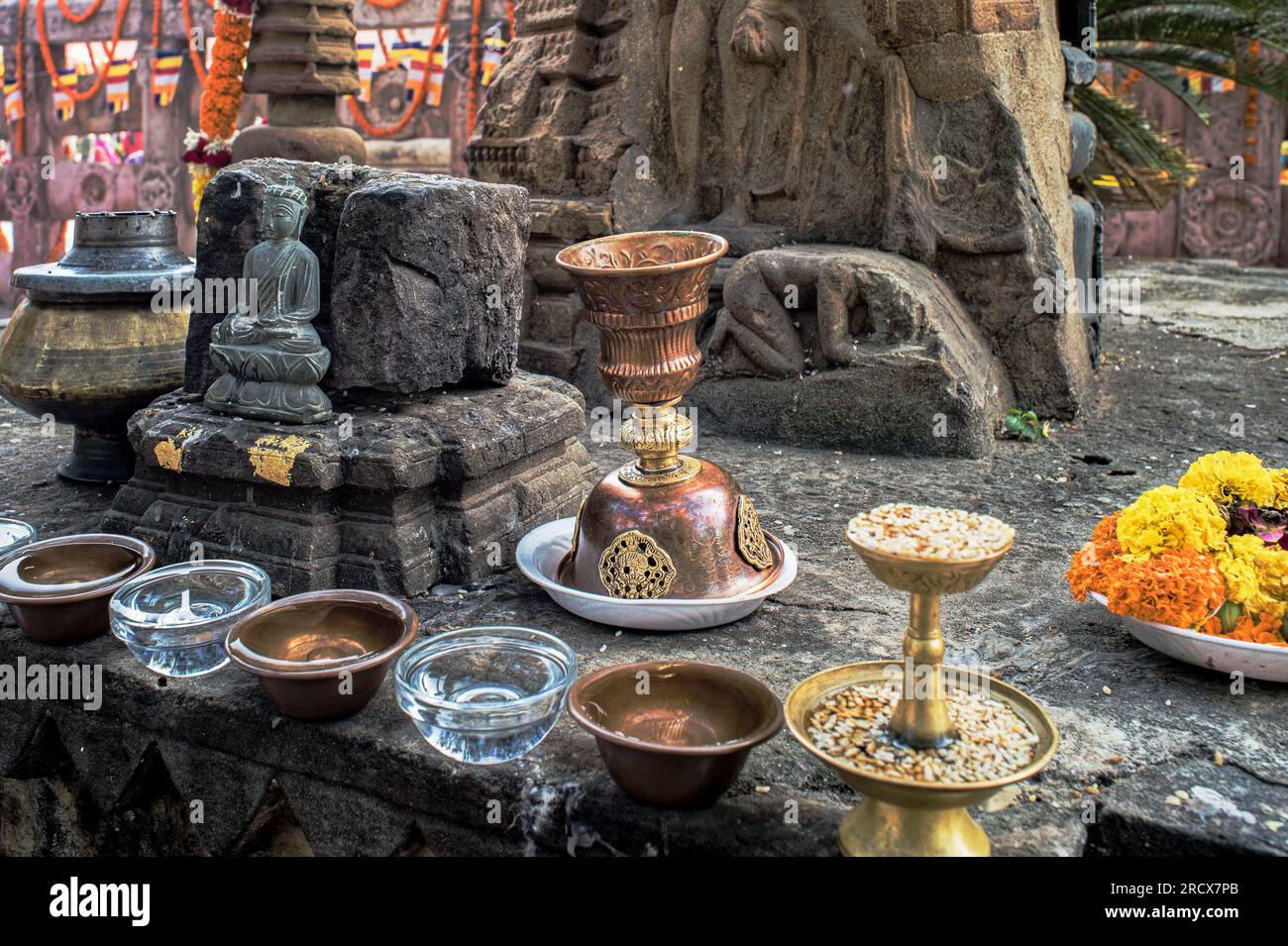 12 25 2014 Rituale in der tibetischen Mythologie im Maha Bodhi Komplex Bodhgaya Bihar Indien.Asien Stockfoto