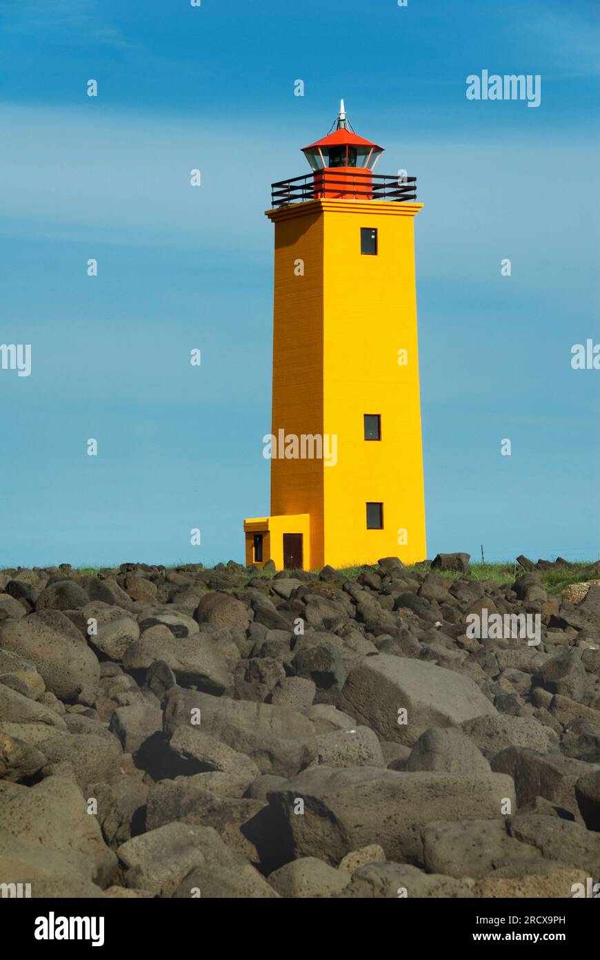 Stafnes Lighthouse, Island, Halbinsel Reykjanes Stockfoto