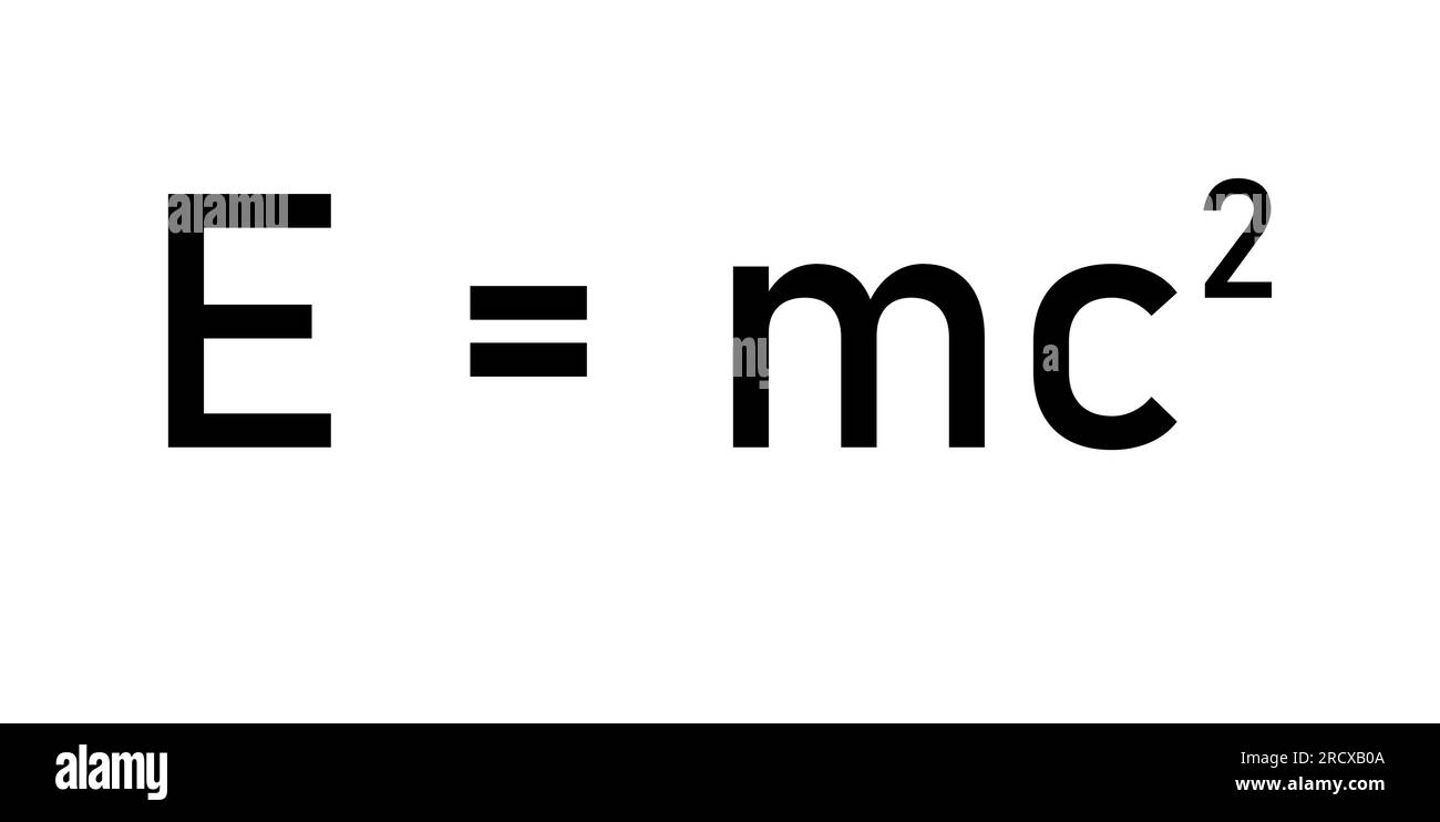 Einsteins Formel. Energie, Masse und Geschwindigkeit der Lichtgleichung. EMV-Formel. Masse- und Energie-Einstein-Gleichung. Physik-Ressourcen für Lehrer Stock Vektor