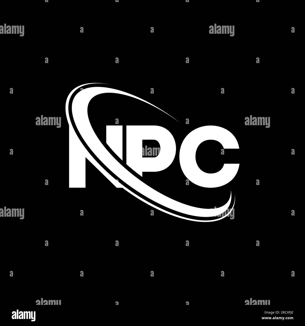 NPC-Logo. NPC-Buchstabe. Logo mit NPC-Buchstaben. Initialen NPC-Logo, verbunden mit einem Kreis und einem Monogramm-Logo in Großbuchstaben. NPC-Typografie für Technologie, Unternehmen Stock Vektor