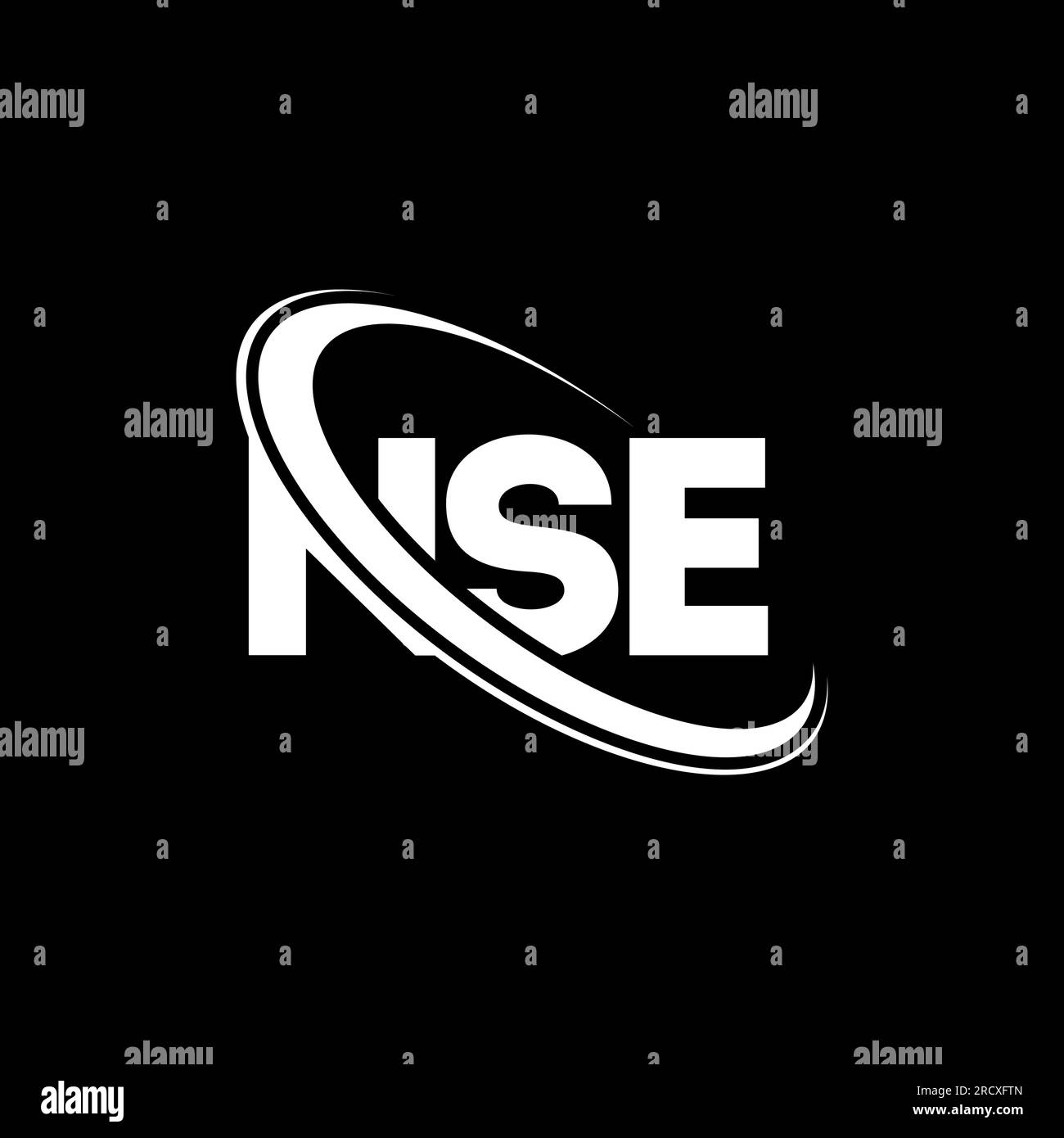 NSE-Logo. NSE-Brief. Logo mit NSE-Buchstaben. Initialen NSE-Logo, verbunden mit einem Kreis und einem Monogramm-Logo in Großbuchstaben. NSE-Typografie für Technologie, Geschäfte Stock Vektor