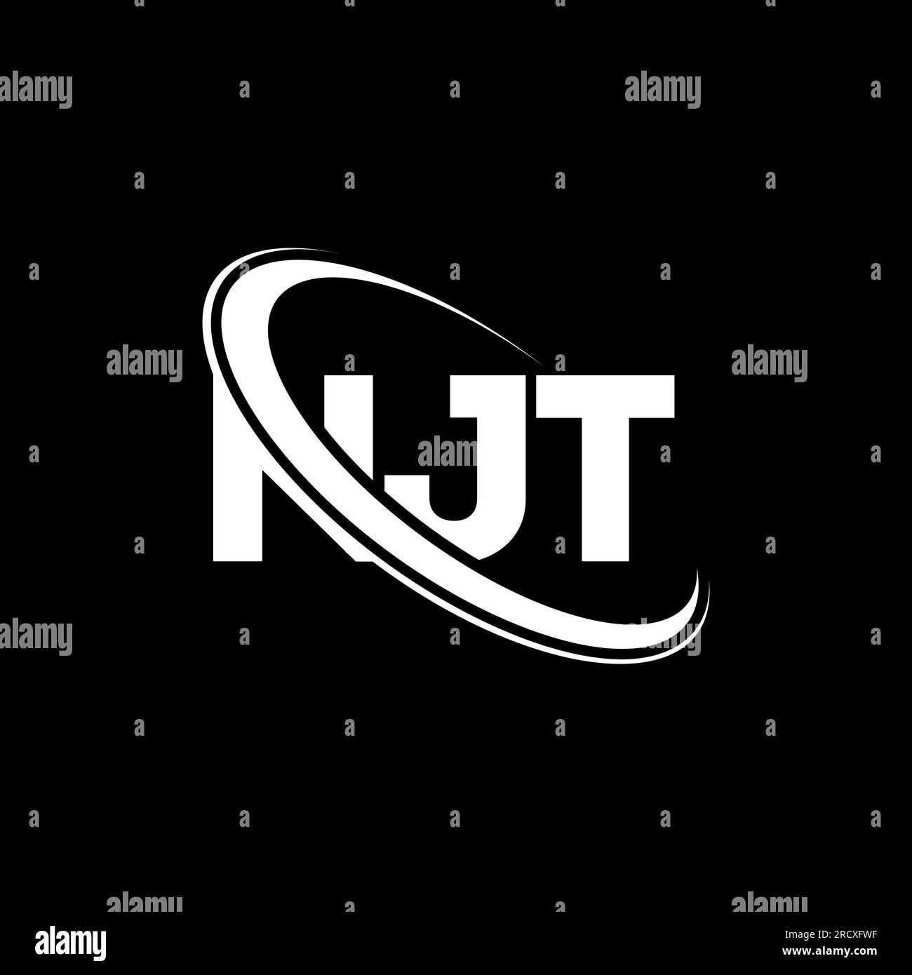 NJT-Logo. NJT-Brief. Logo mit NJT-Buchstaben. Initialen NJT-Logo, verbunden mit einem Kreis und einem Monogramm-Logo in Großbuchstaben. NJT-Typografie für Technologie, Geschäfte Stock Vektor