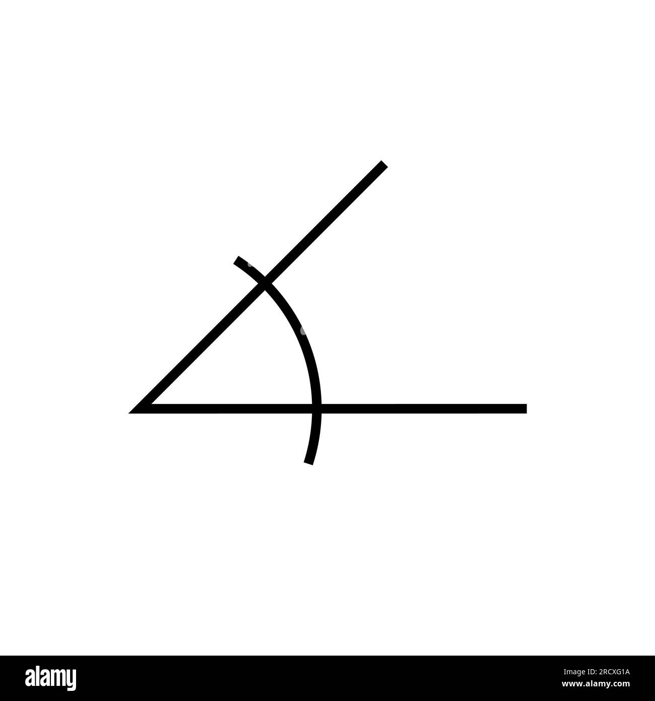 Eckpunkt des Winkelsymbols in Mathematik. Symbol "Winkel messen". Vektordarstellung isoliert auf weißem Hintergrund. Stock Vektor