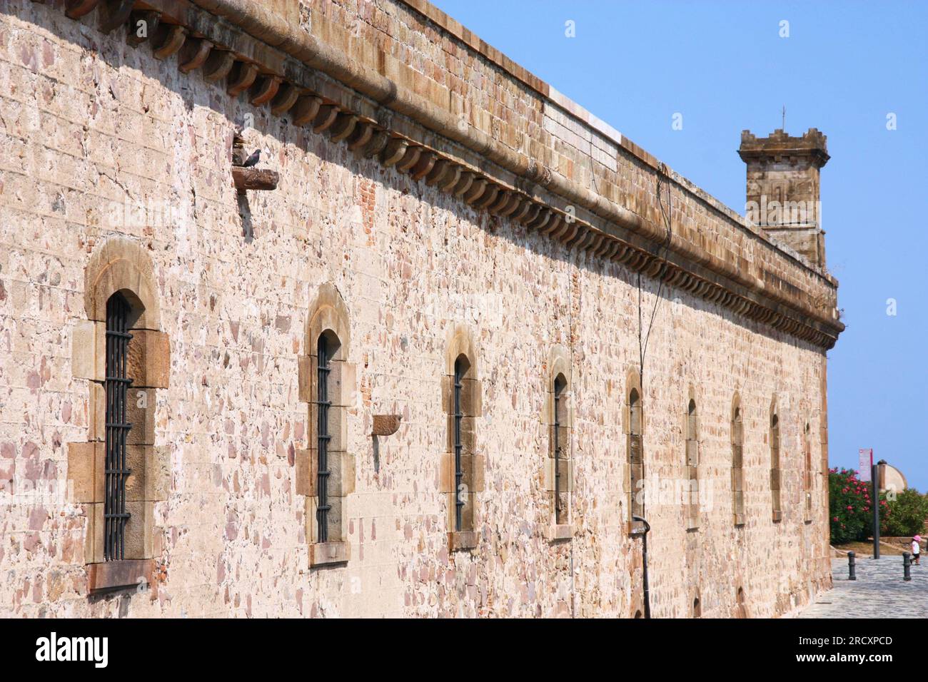 Die militärische Festung Montjuic Castle in Barcelona. Wahrzeichen der Stadt Barcelona, Spanien. Stockfoto