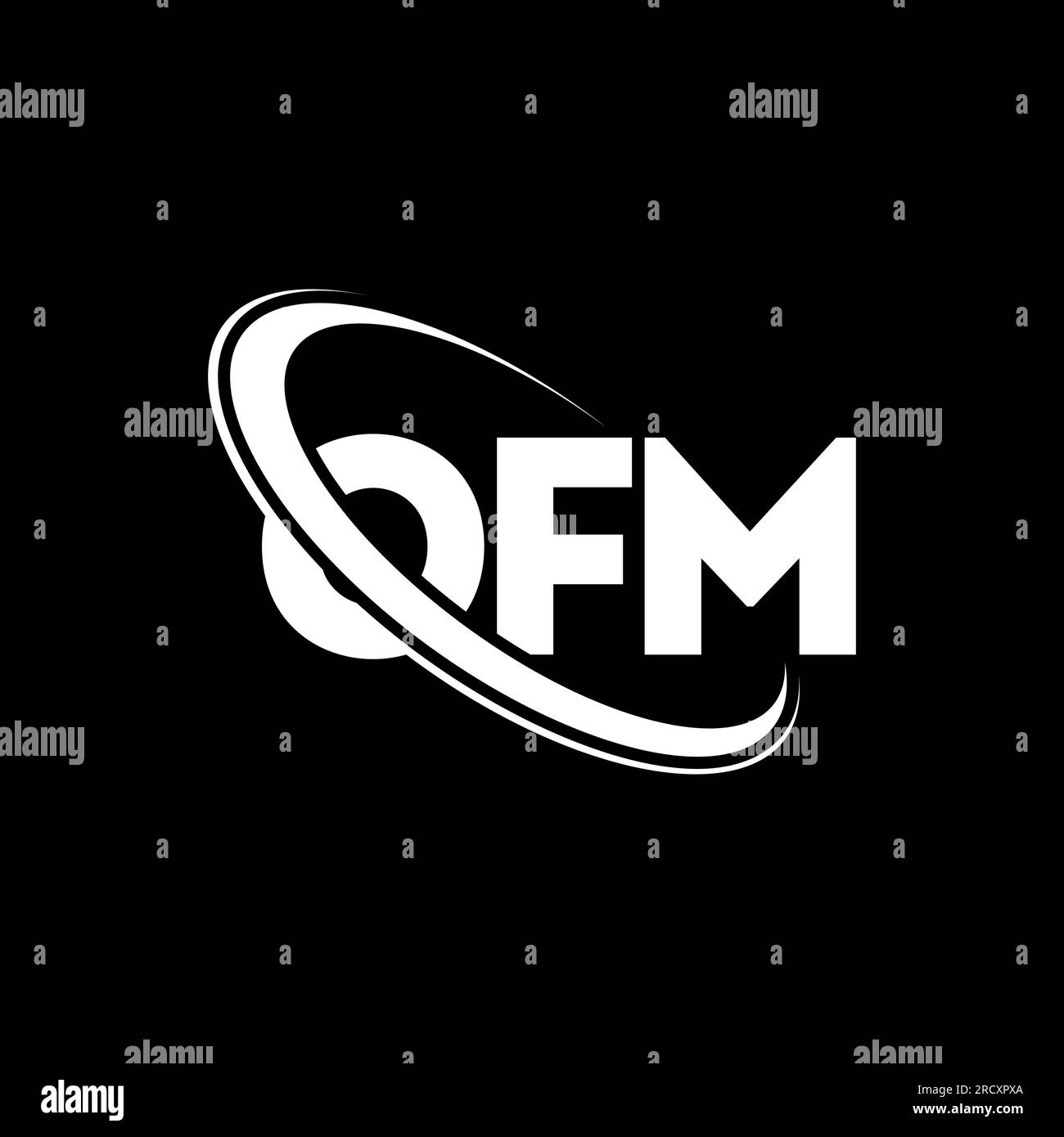 OFM-Logo. OFM-Brief. Logo mit OFM-Buchstaben. Initialen OFM-Logo, verbunden mit einem Kreis und einem Monogramm-Logo in Großbuchstaben. OFM-Typografie für Technologie, Unternehmen Stock Vektor