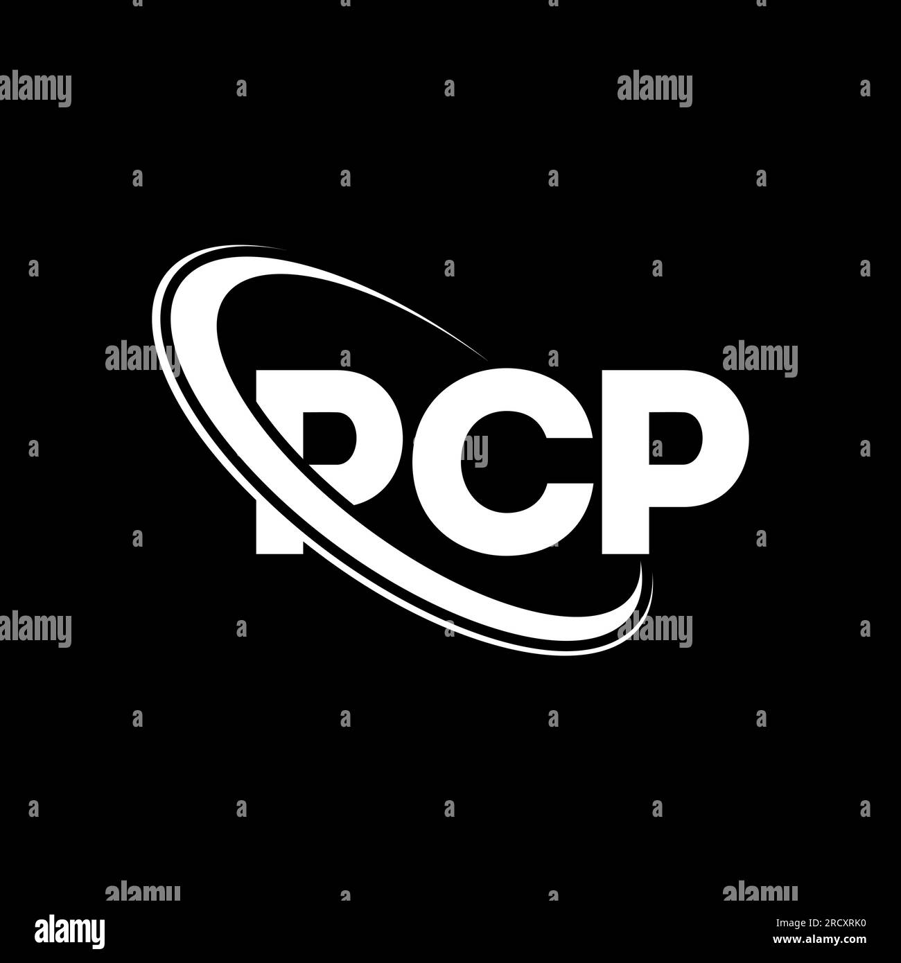 PCP-Logo. PCP-Brief. PCP-Logo. Initialen PCP-Logo, verbunden mit einem Kreis und einem Monogramm-Logo in Großbuchstaben. PCP-Typografie für Technologie, Geschäfte Stock Vektor