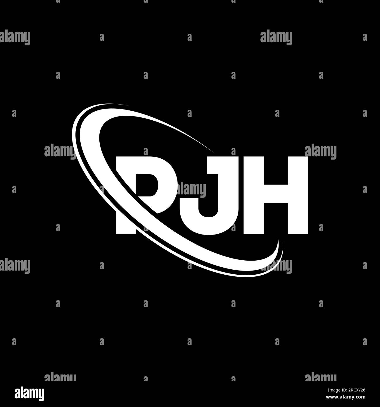 PJH-Logo. PJH-Brief. Logo mit PJH-Buchstaben. Initialen PJH-Logo, verbunden mit einem Kreis und einem Monogramm-Logo in Großbuchstaben. PJH-Typografie für Technologie, Geschäftsleute Stock Vektor