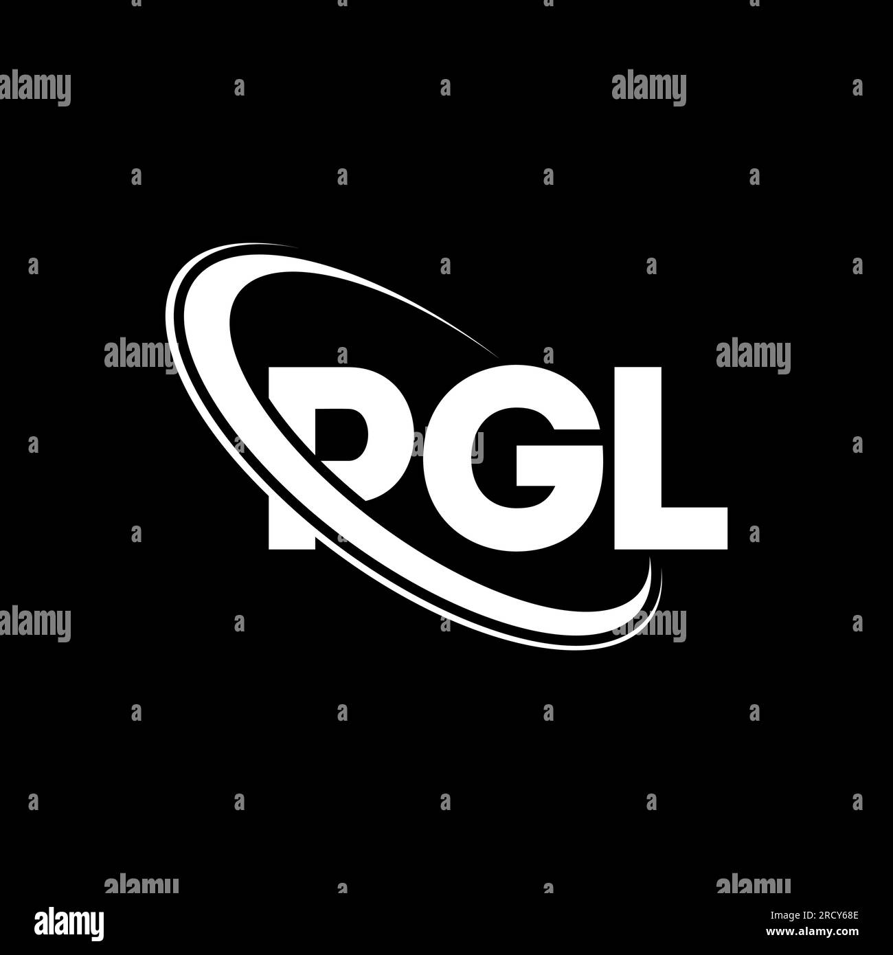 PGL-Logo. PGL-Buchstabe. Logo mit PGL-Buchstaben. Initialen PGL-Logo, verbunden mit einem Kreis und einem Monogramm-Logo in Großbuchstaben. PGL-Typografie für Technologie, Unternehmen Stock Vektor