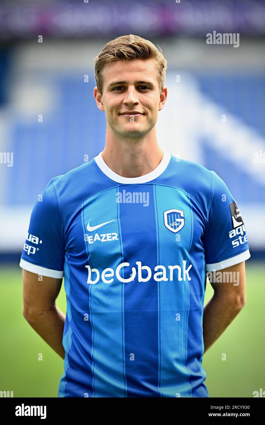 Genks Rasmus Carstensen posiert für ein Porträtfoto beim Fotoshooting der Saison 2023-2024 des belgischen Jupiler Pro League-Teams KRC Genk, Montag, den 17. Juli 2023 in Genk. BELGA FOTO JOHAN EYCKENS Stockfoto