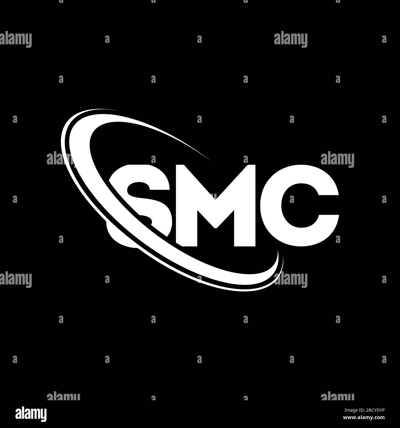 SMC-Logo. SMC-Brief. SMC-Logo. Initialen SMC-Logo, verbunden mit einem Kreis und einem Monogramm-Logo in Großbuchstaben. SMC-Typografie für Technologie, Unternehmen Stock Vektor