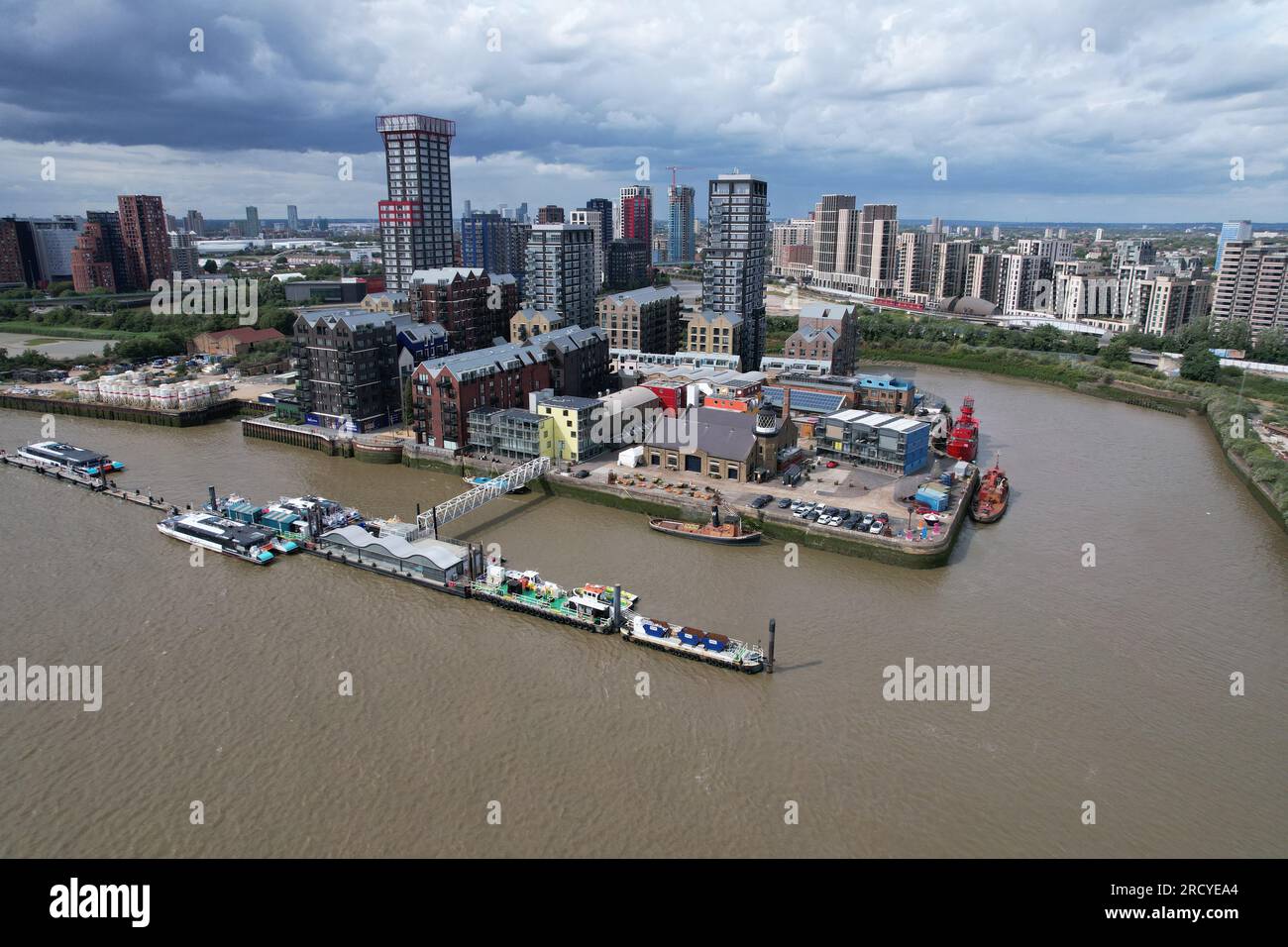 Trinity Buoy Wharf East London Drohne, Luft Stockfoto