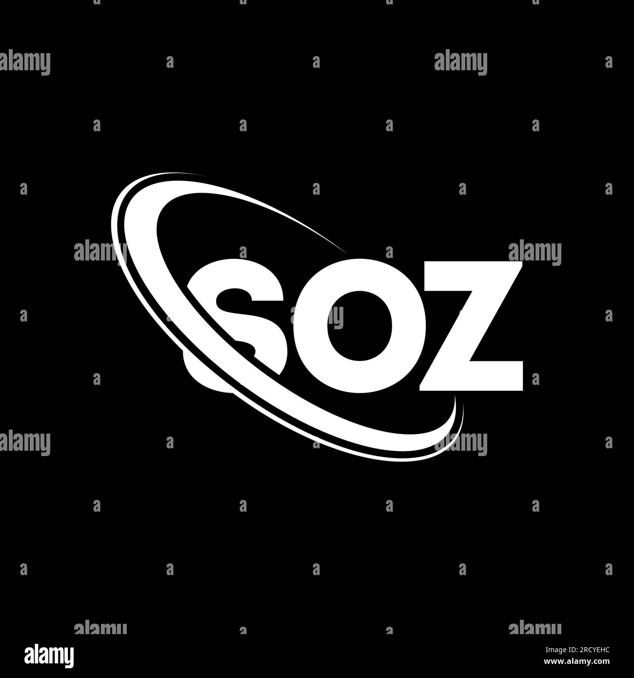 SOZ-Logo. SOZ-Brief. LOGO mit SOZ-Buchstaben. Initialen SOZ Logo verbunden mit Kreis und Monogramm-Logo in Großbuchstaben. SOZ-Typografie für Technologie, Geschäfte Stock Vektor