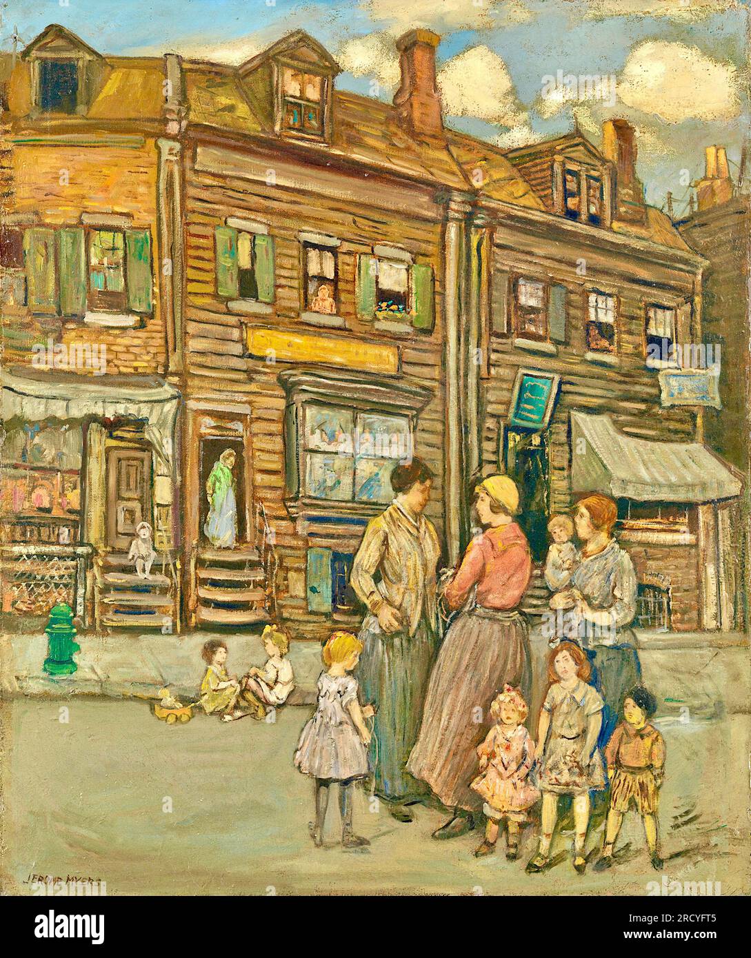 Jerome Myers (amerikanischer Künstler) - Street Group - Eine Gruppe von Leuten trifft sich auf der Straße - 1923 Stockfoto